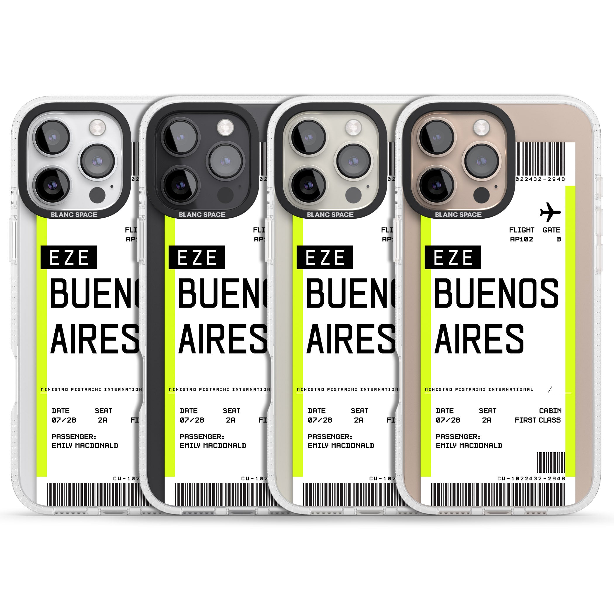 Personalised Buenos Aires Boarding Pass iPhone 16 Pro Max / 16 Pro Clear Case Impact Air - Blanc Space