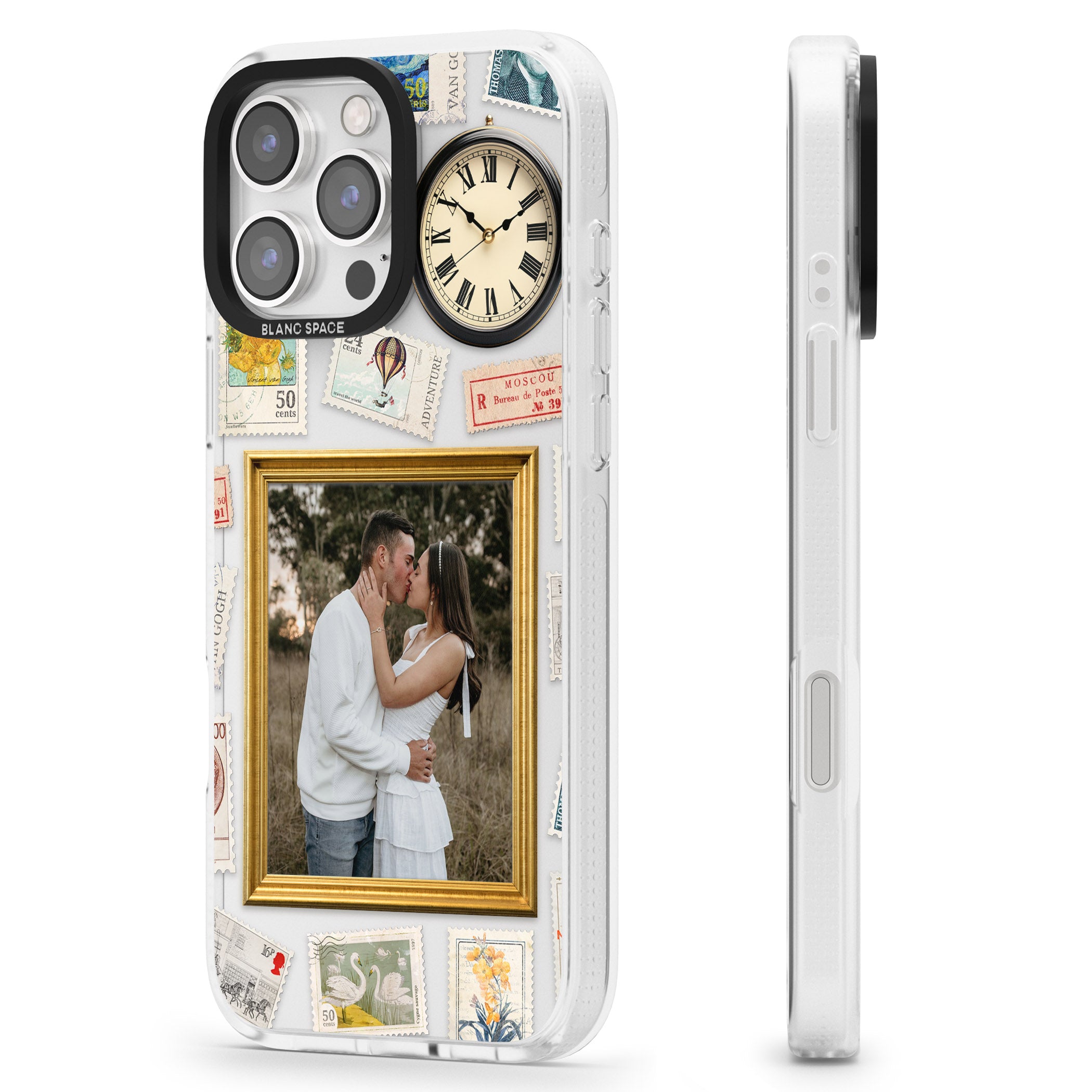 Personalised Vintage Photo Frame Collage iPhone 16 Pro Max / 16 Pro Clear Case Impact Air - Blanc Space