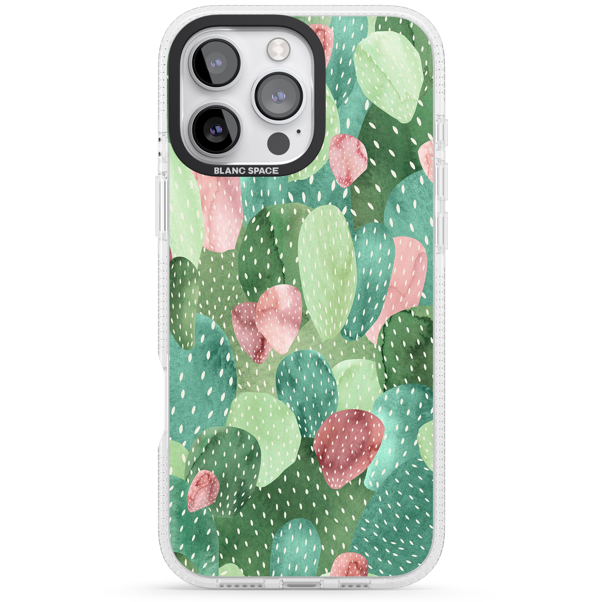 Colourful Cactus Mix Design iPhone 16 Pro Max / 16 Pro Clear Case Impact Air - Blanc Space