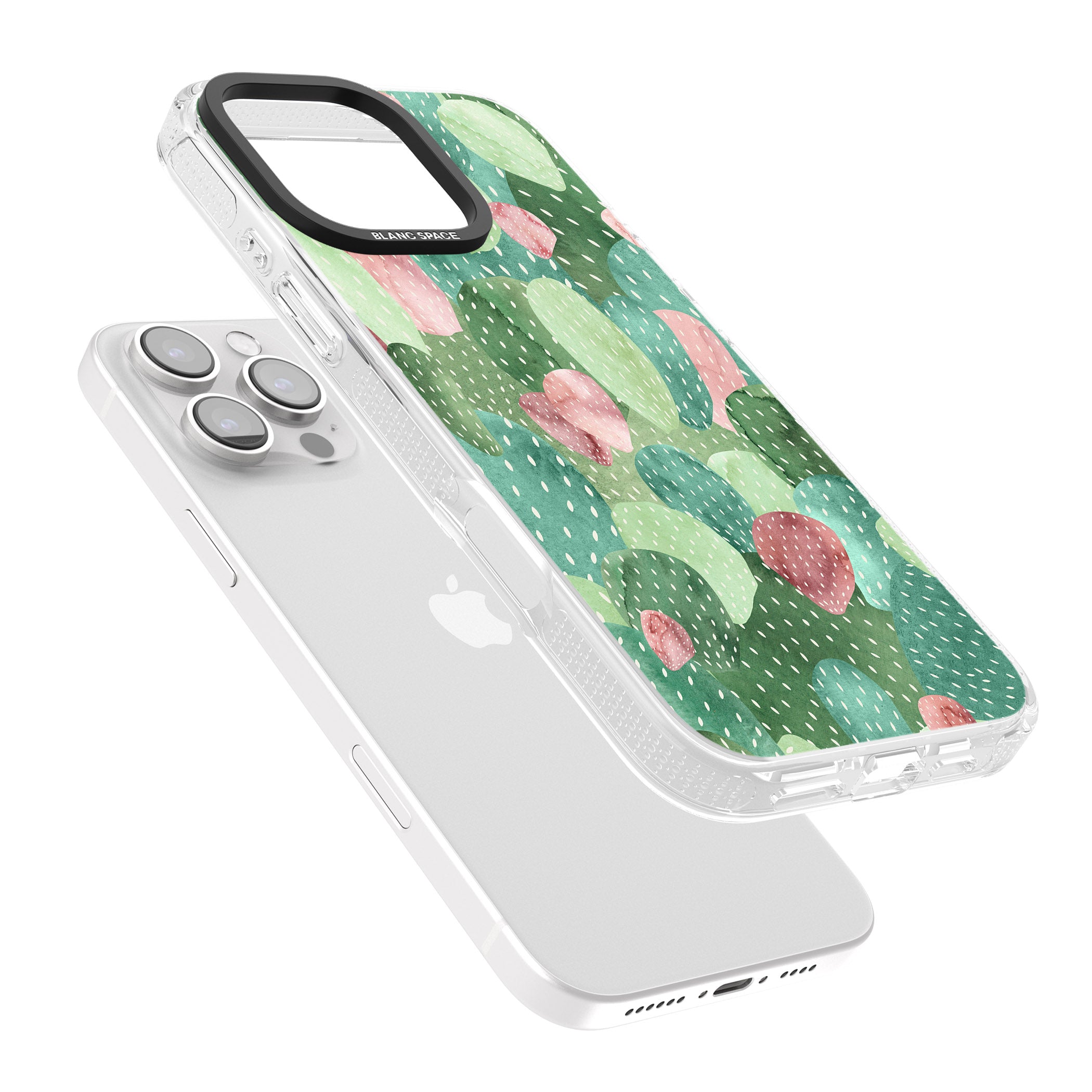 Colourful Cactus Mix Design iPhone 16 Pro Max / 16 Pro Clear Case Impact Air - Blanc Space