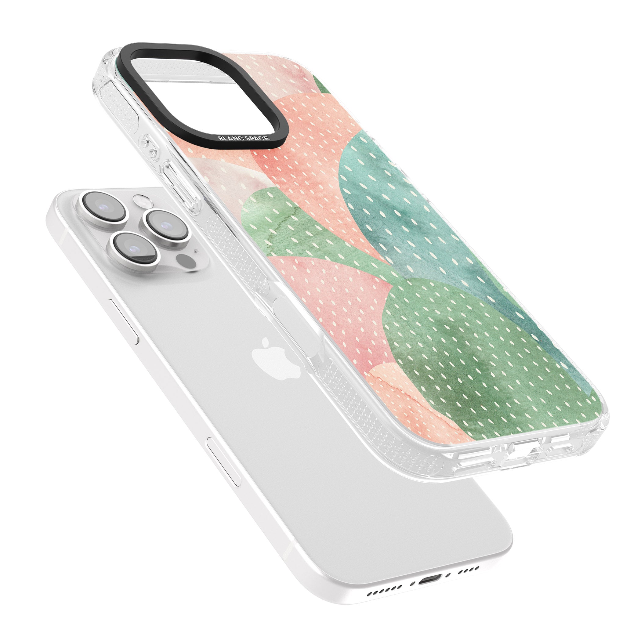 Colourful Close-Up Cacti Design iPhone 16 Pro Max / 16 Pro Clear Case Impact Air - Blanc Space