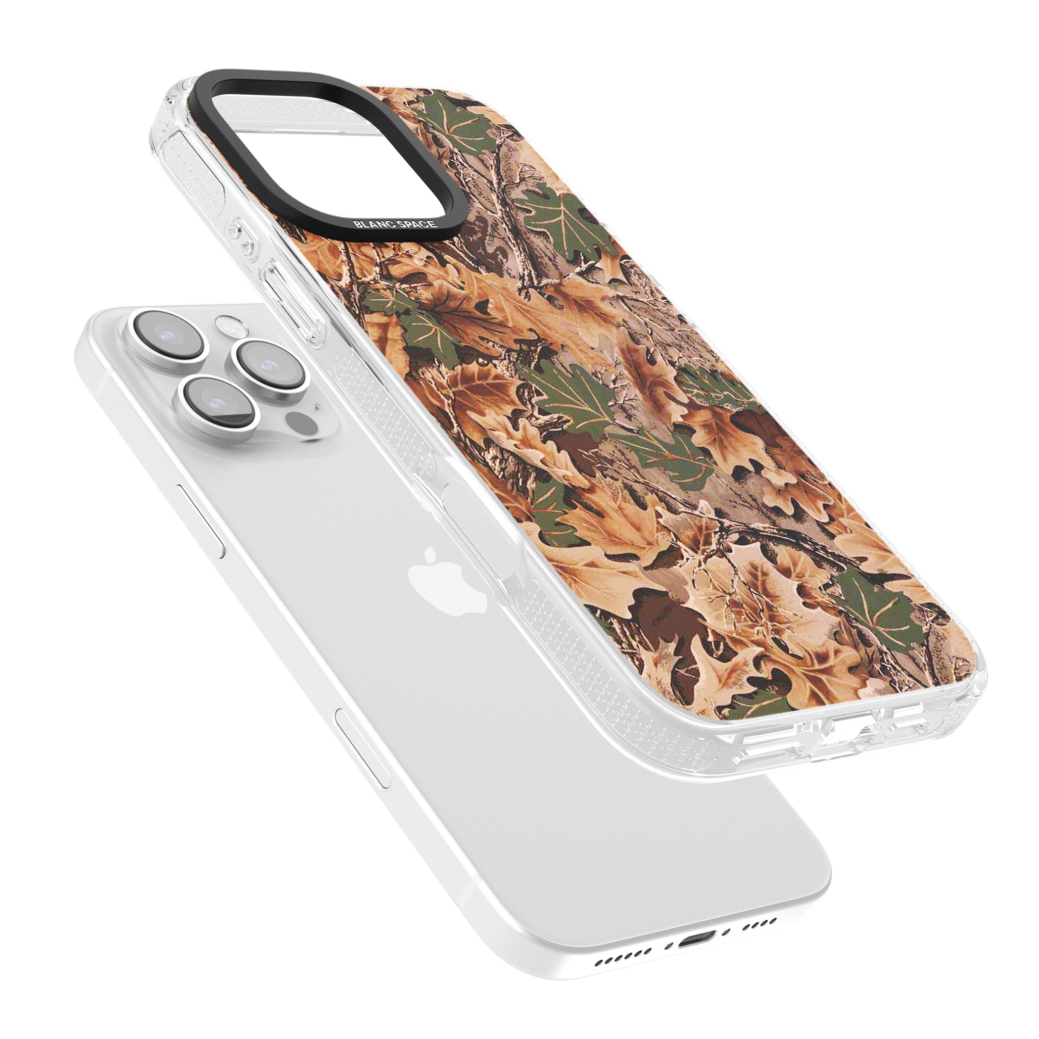 Leaves Camo iPhone 16 Pro Max / 16 Pro Clear Case Impact Air - Blanc Space