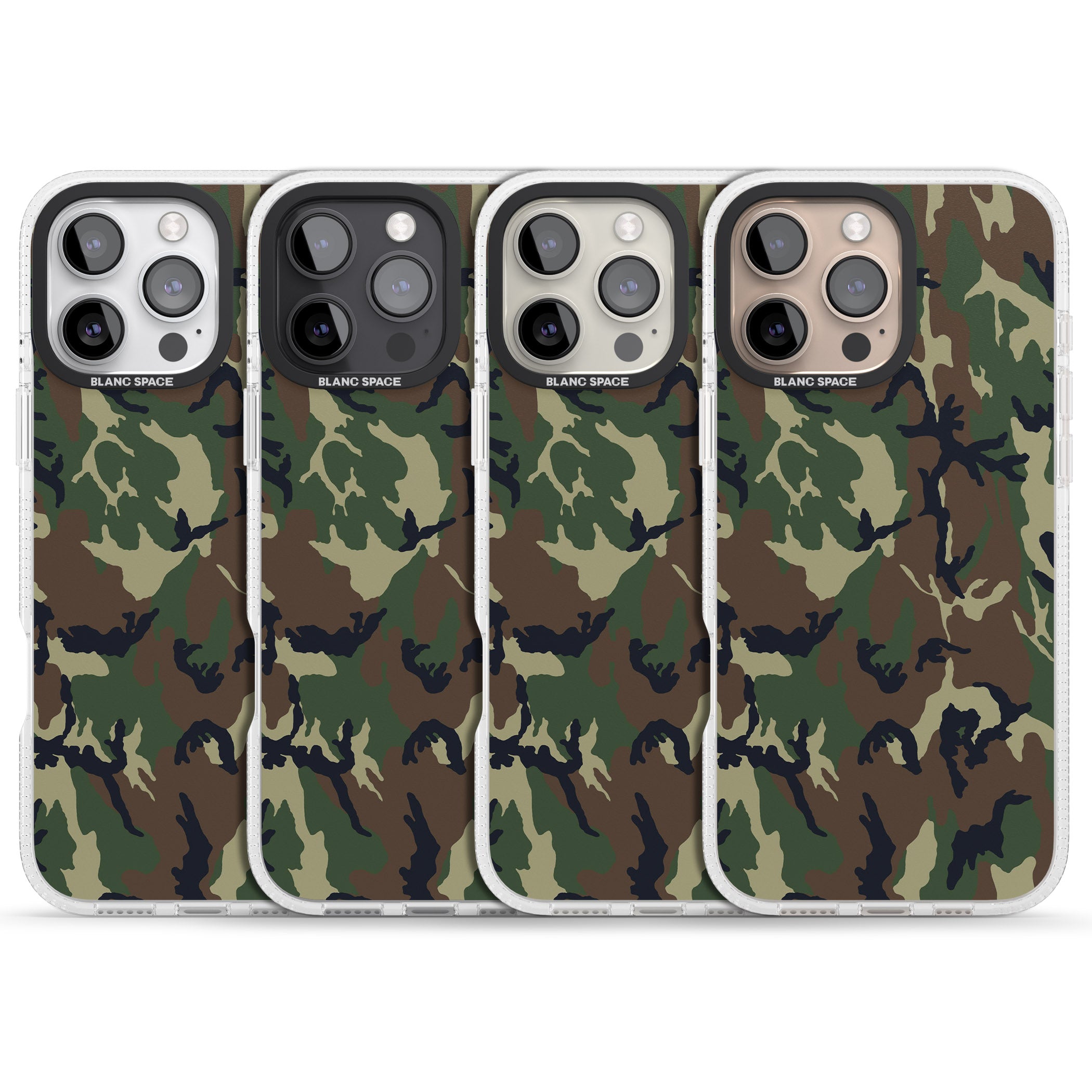Forest Green Camo iPhone 16 Pro Max / 16 Pro Clear Case Impact Air - Blanc Space