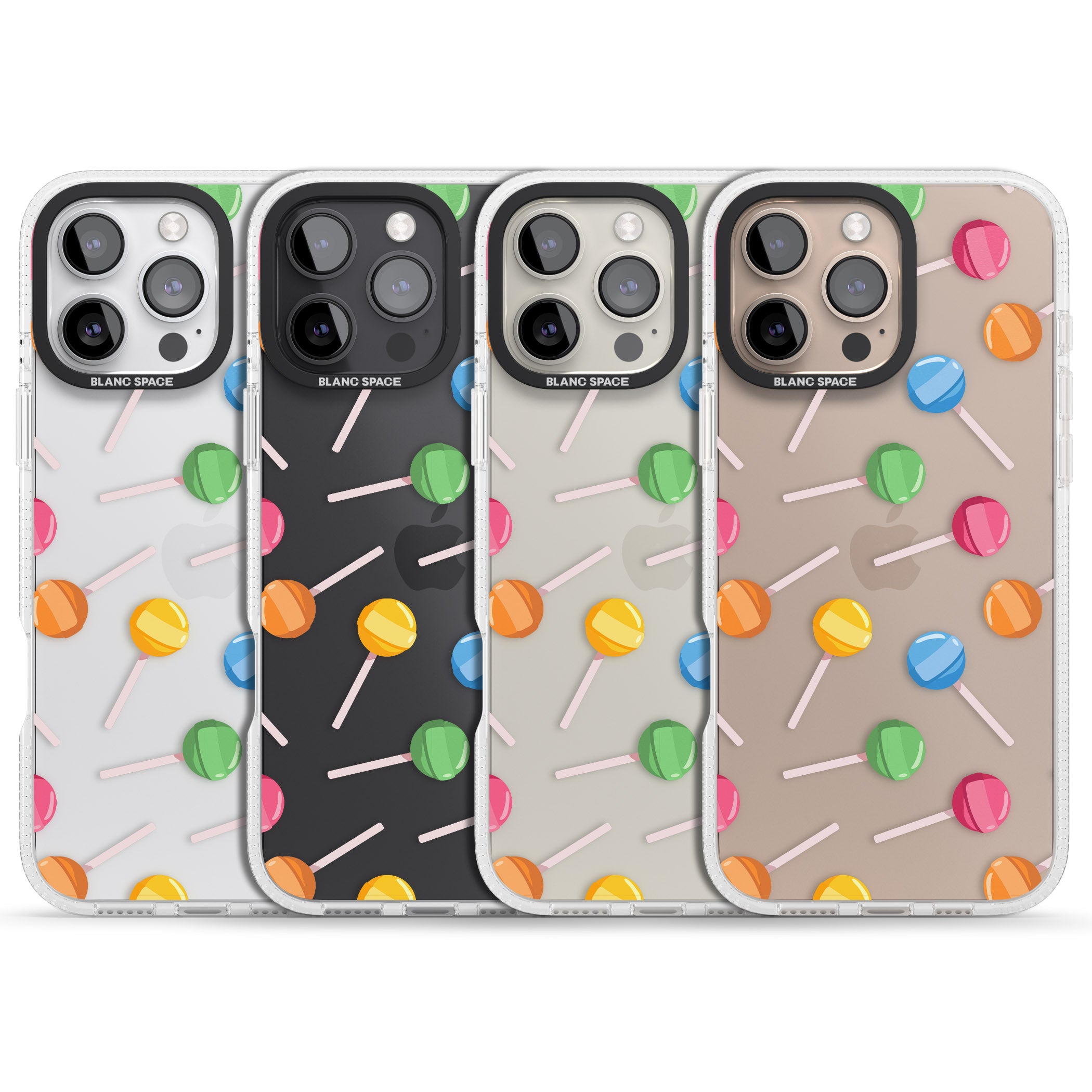 Lollipop Pattern iPhone 16 Pro Max / 16 Pro Clear Case Impact Air - Blanc Space