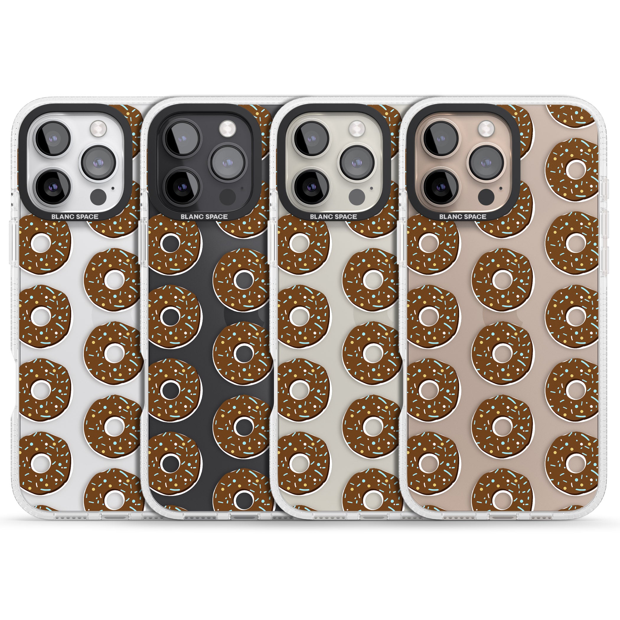 Chocolate Donut Pattern iPhone 16 Pro Max / 16 Pro Clear Case Impact Air - Blanc Space