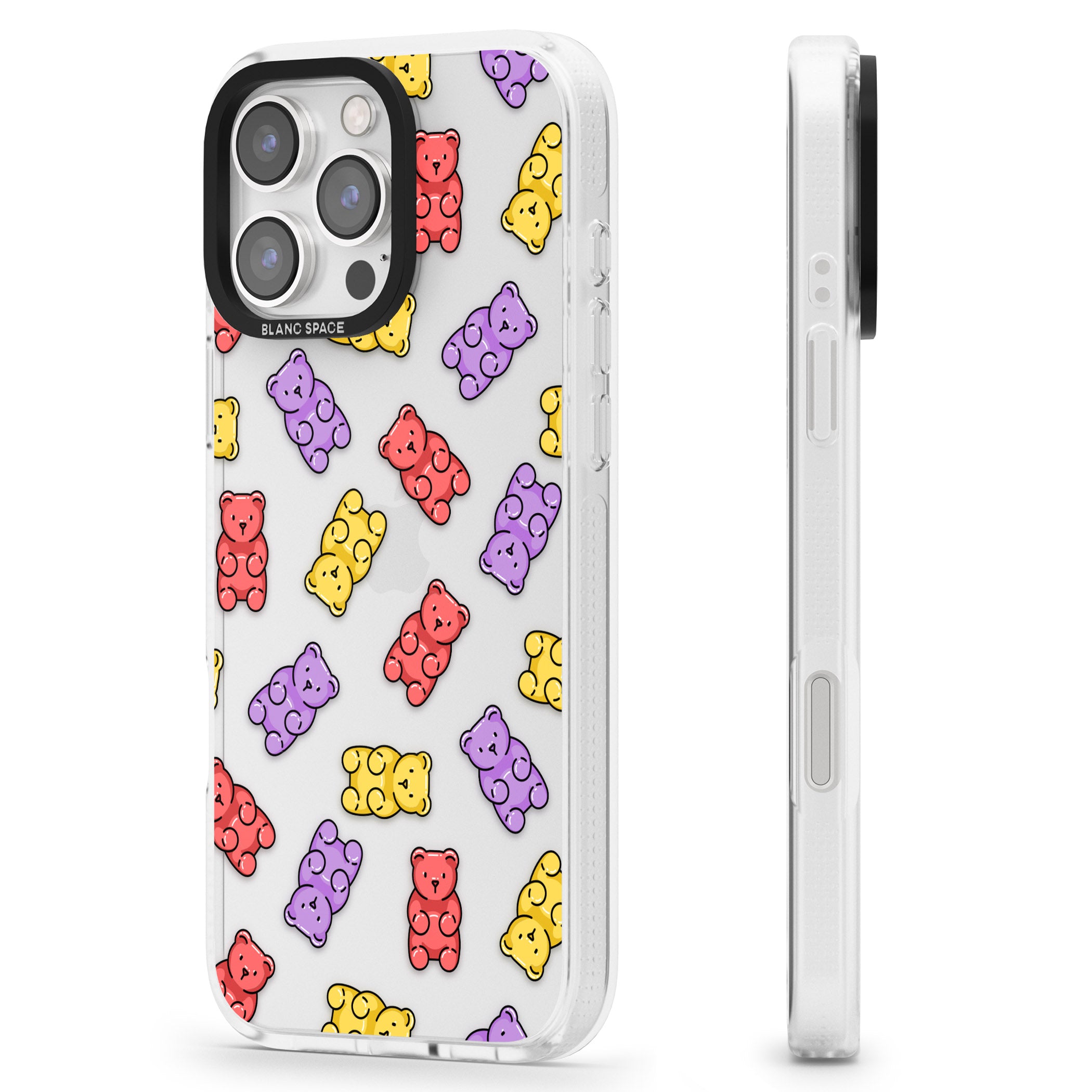 Gummy Bear Pattern iPhone 16 Pro Max / 16 Pro Clear Case Impact Air - Blanc Space