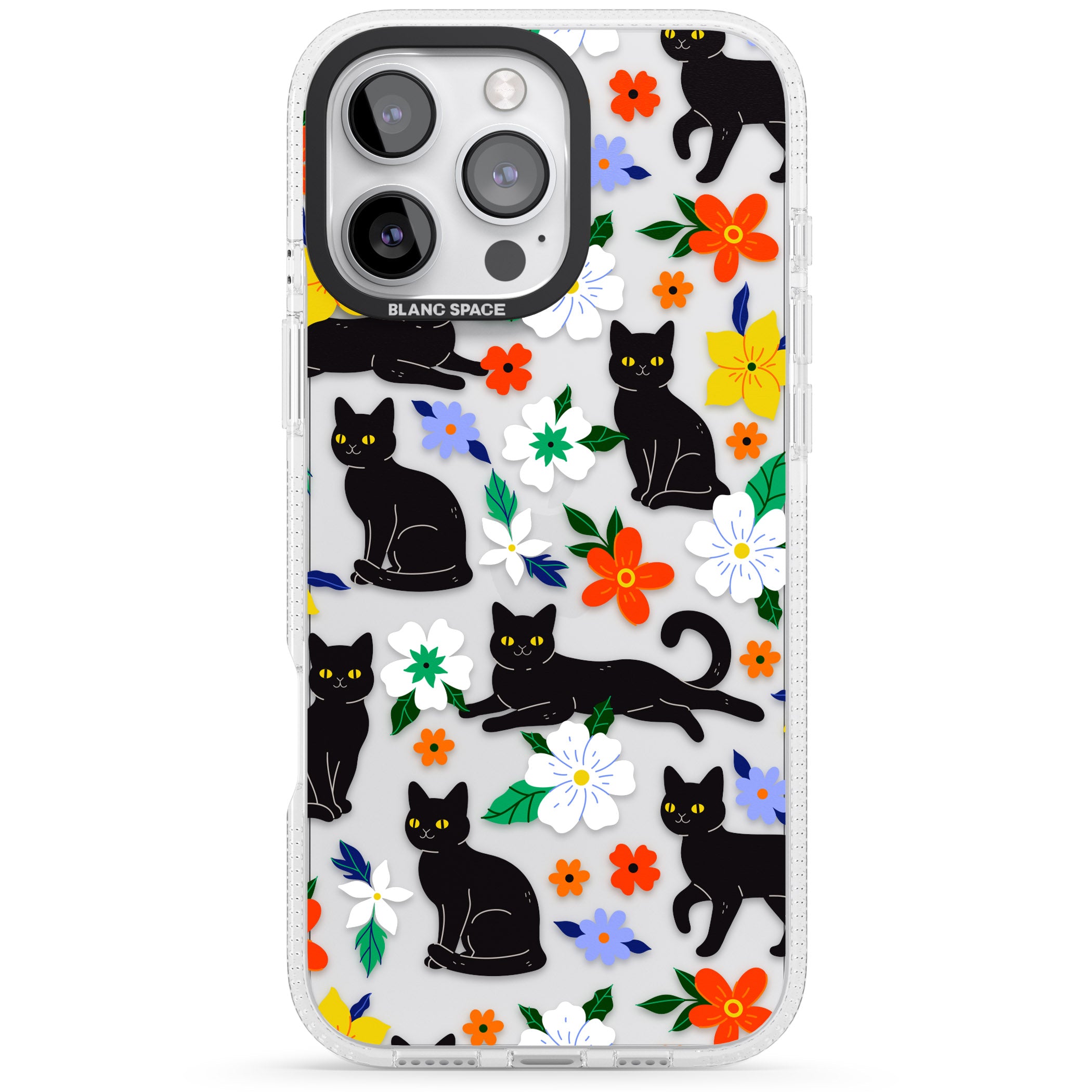 Cats & Flowers iPhone 16 Pro Max / 16 Pro Clear Case Impact Air - Blanc Space