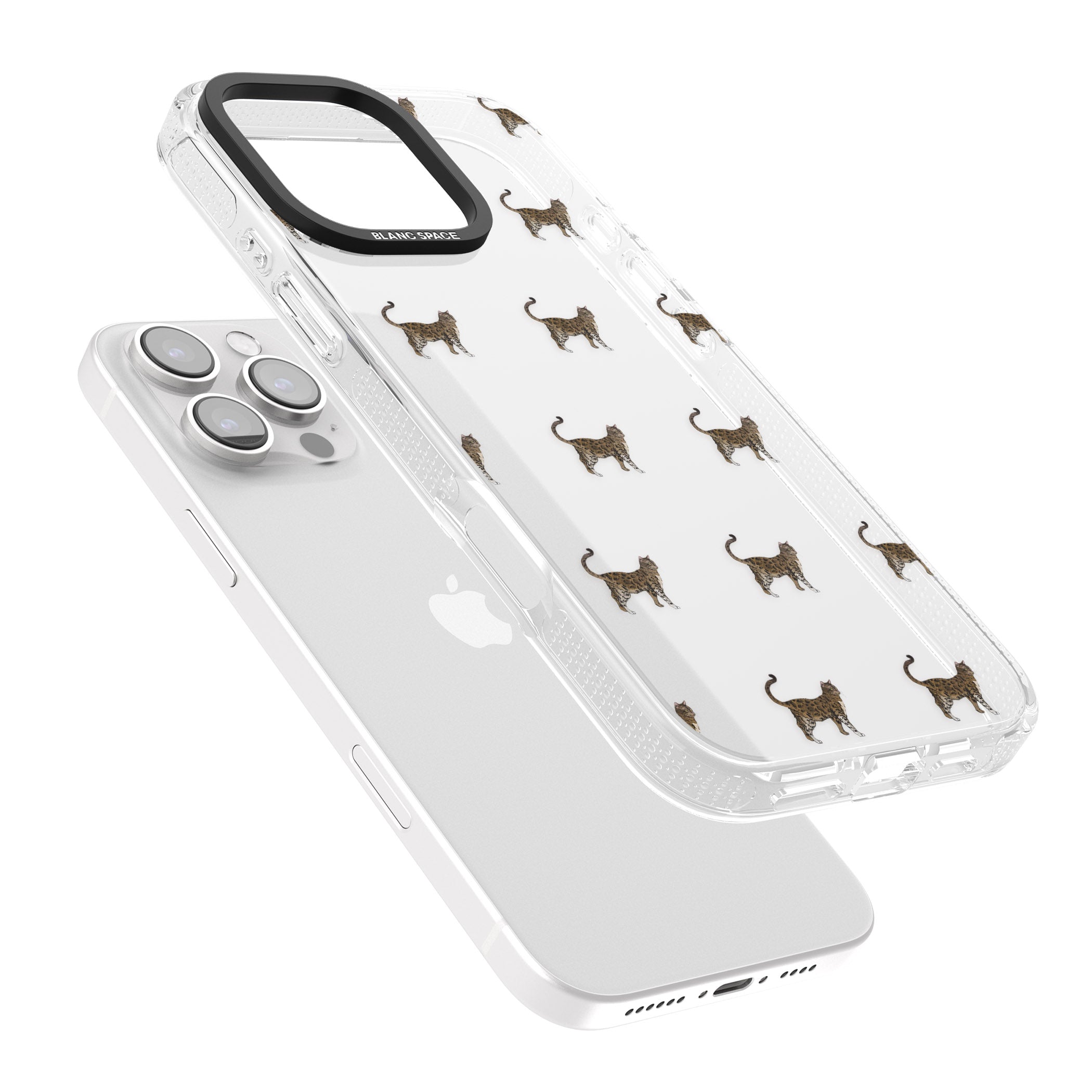 Bengal Cat Pattern iPhone 16 Pro Max / 16 Pro Clear Case Impact Air - Blanc Space