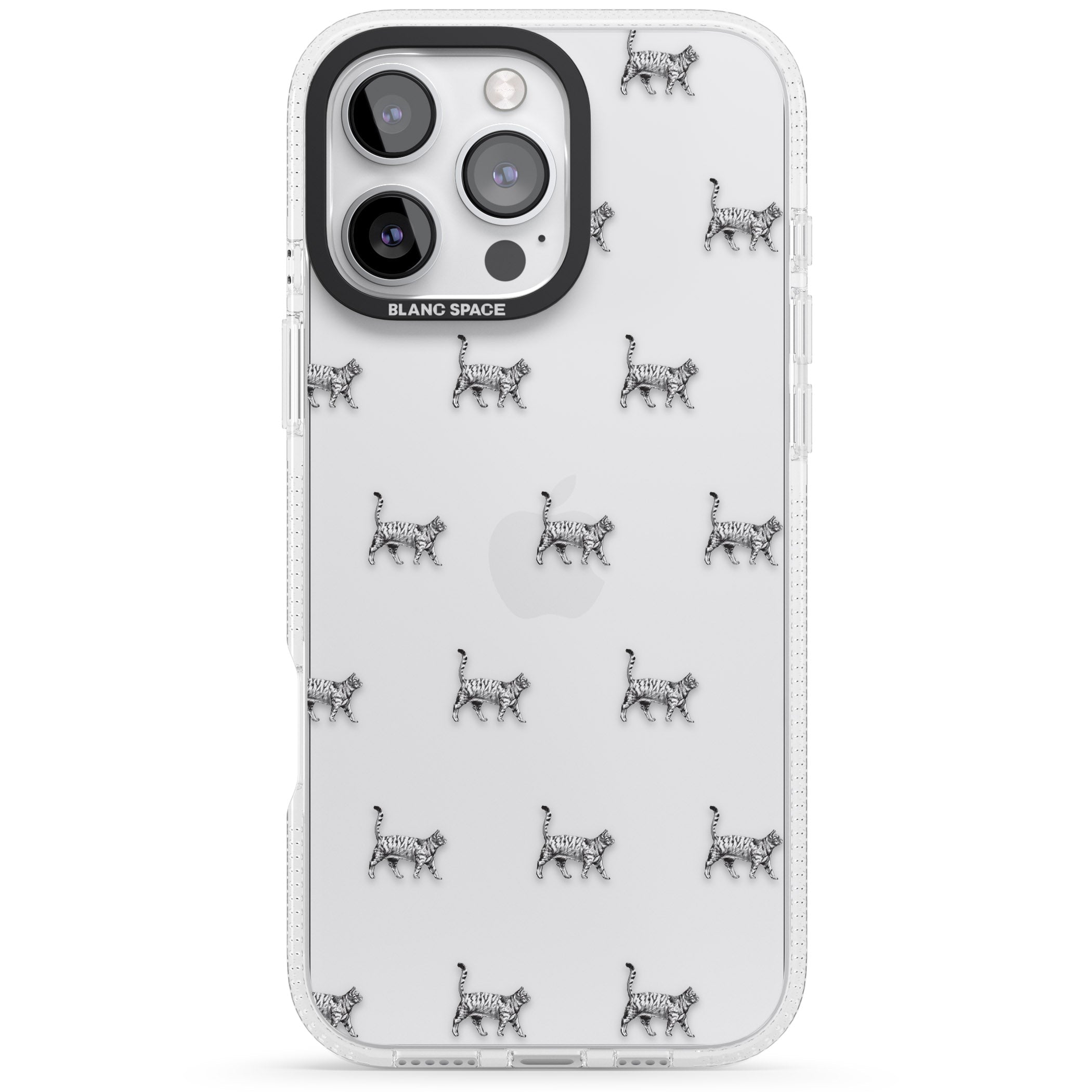 British Shorthair Cat Pattern iPhone 16 Pro Max / 16 Pro Clear Case Impact Air - Blanc Space