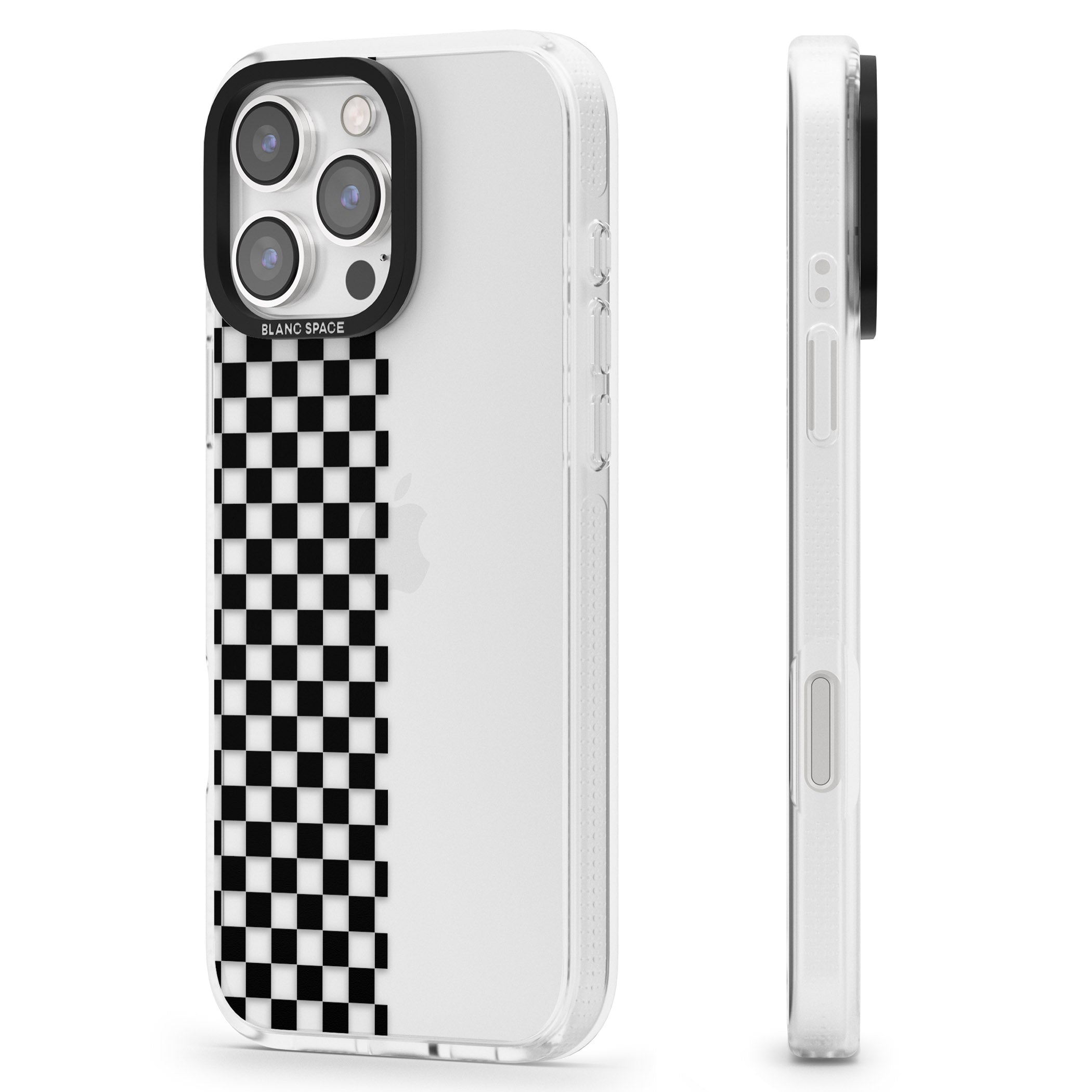 Checker: Half Black Check on Clear iPhone 16 Pro Max / 16 Pro Clear Case Impact Air - Blanc Space