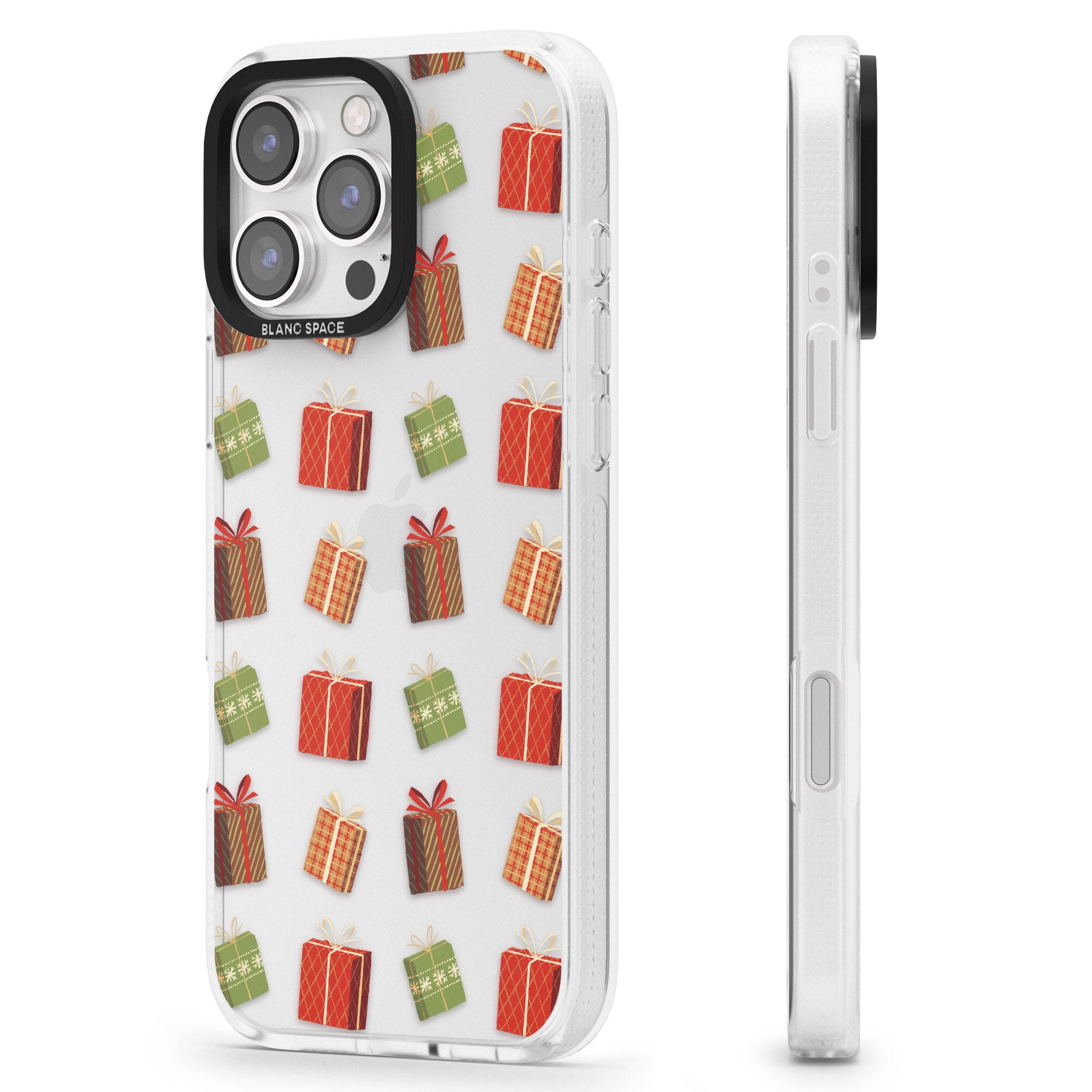 Christmas Presents Pattern iPhone 16 Pro Max / 16 Pro Clear Case Impact Air - Blanc Space