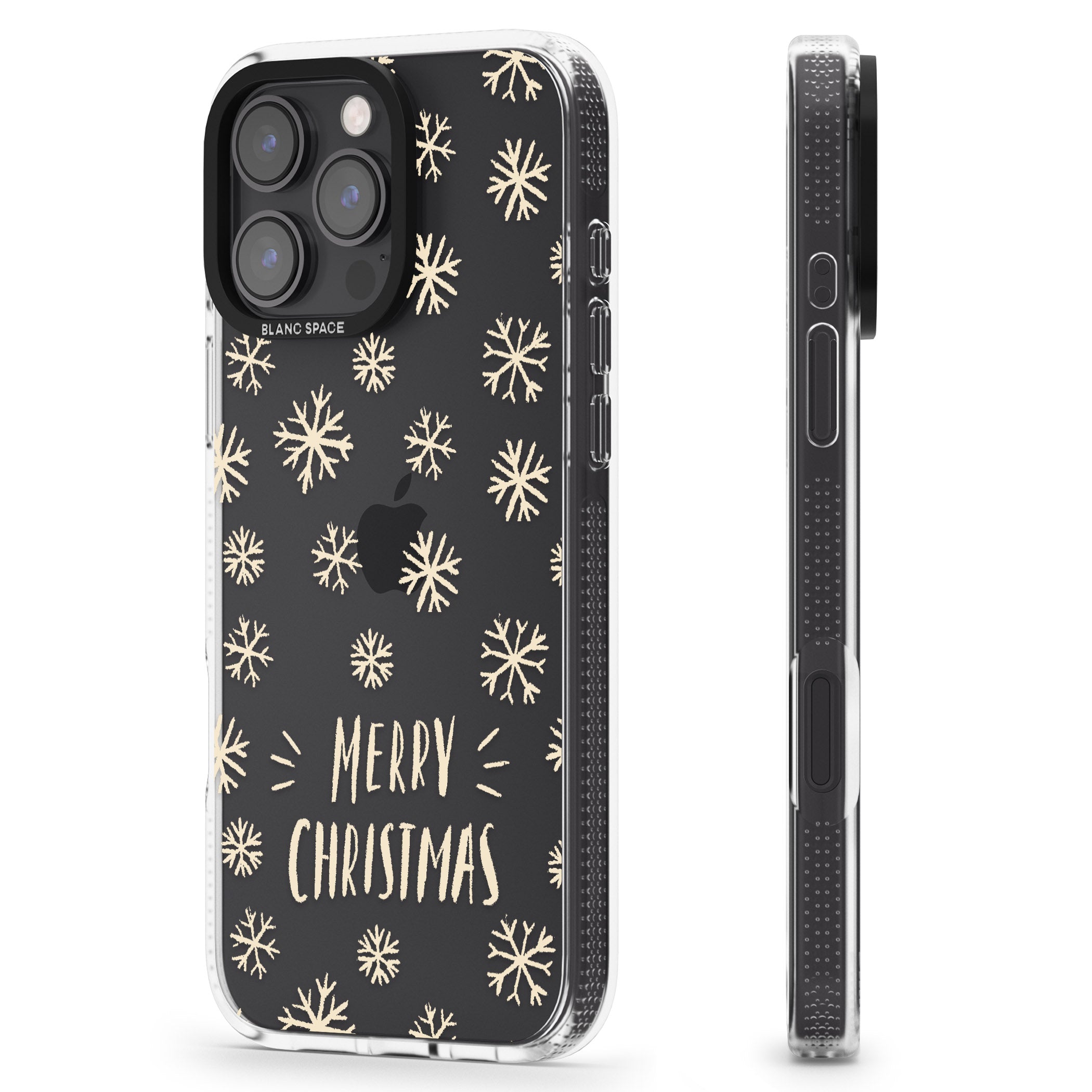 Christmas Snowflake Pattern iPhone 16 Pro Max / 16 Pro Clear Case Impact Air - Blanc Space