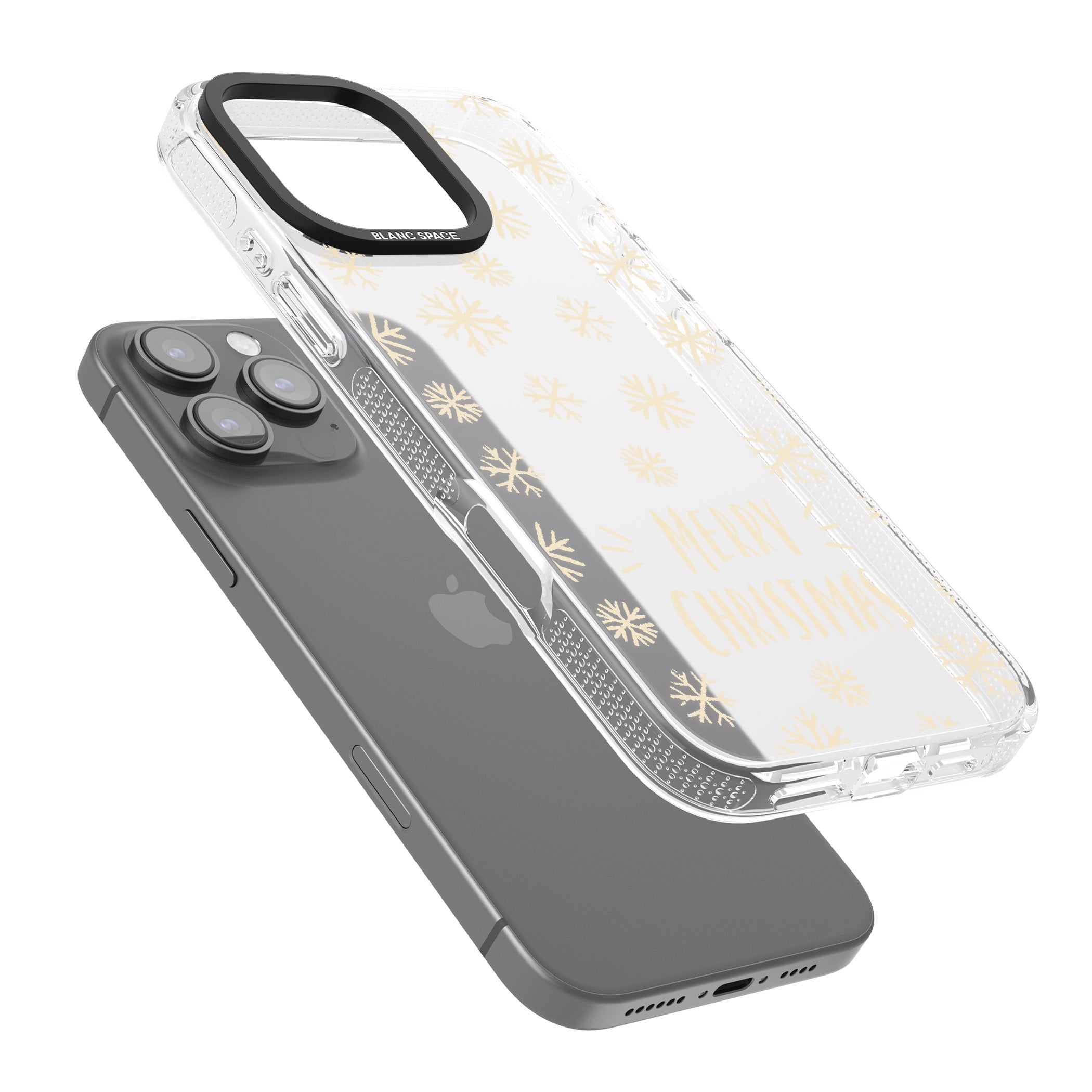 Christmas Snowflake Pattern iPhone 16 Pro Max / 16 Pro Clear Case Impact Air - Blanc Space