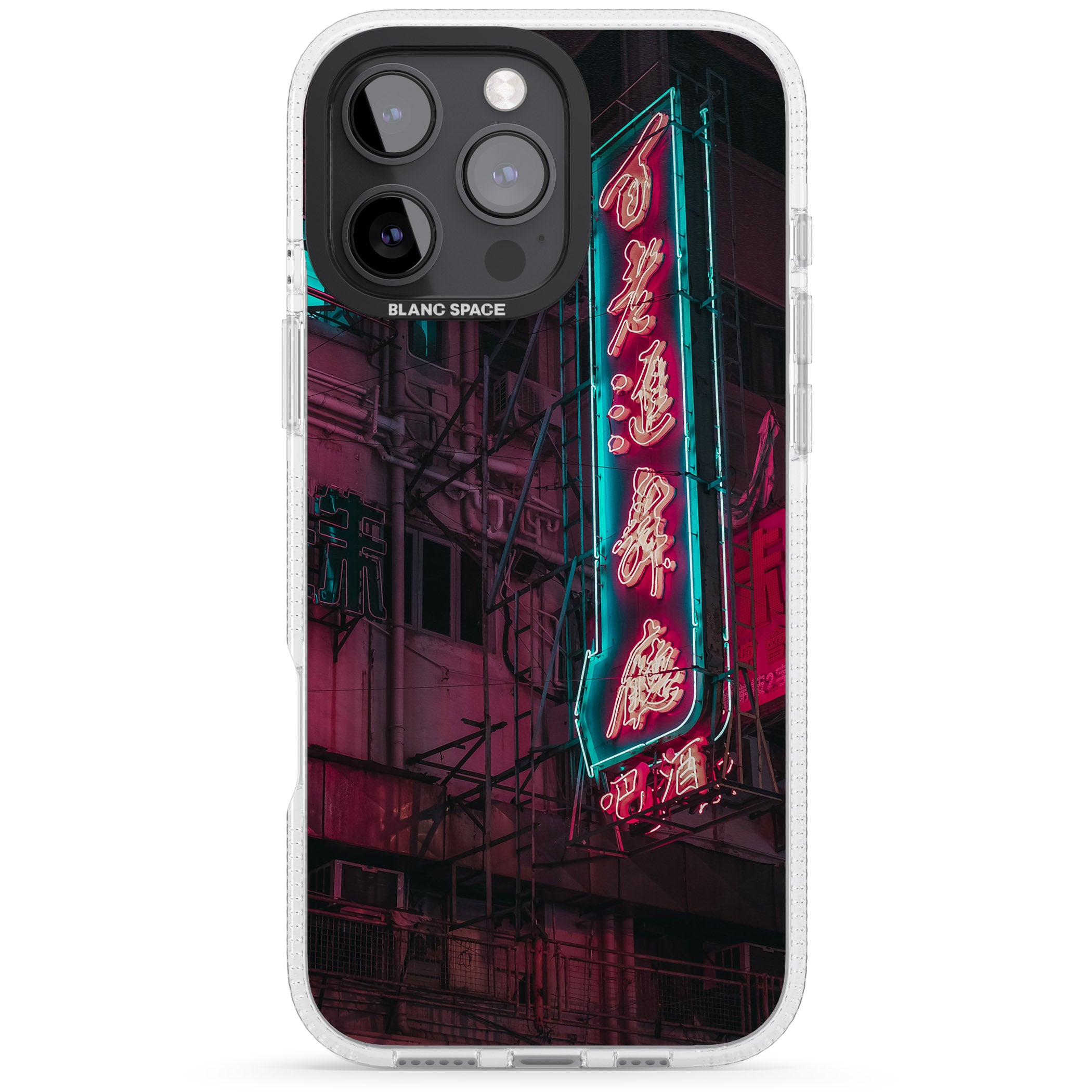 Large Kanji Sign - Neon Cities Photographs iPhone 16 Pro Max / 16 Pro Clear Case Impact Air - Blanc Space