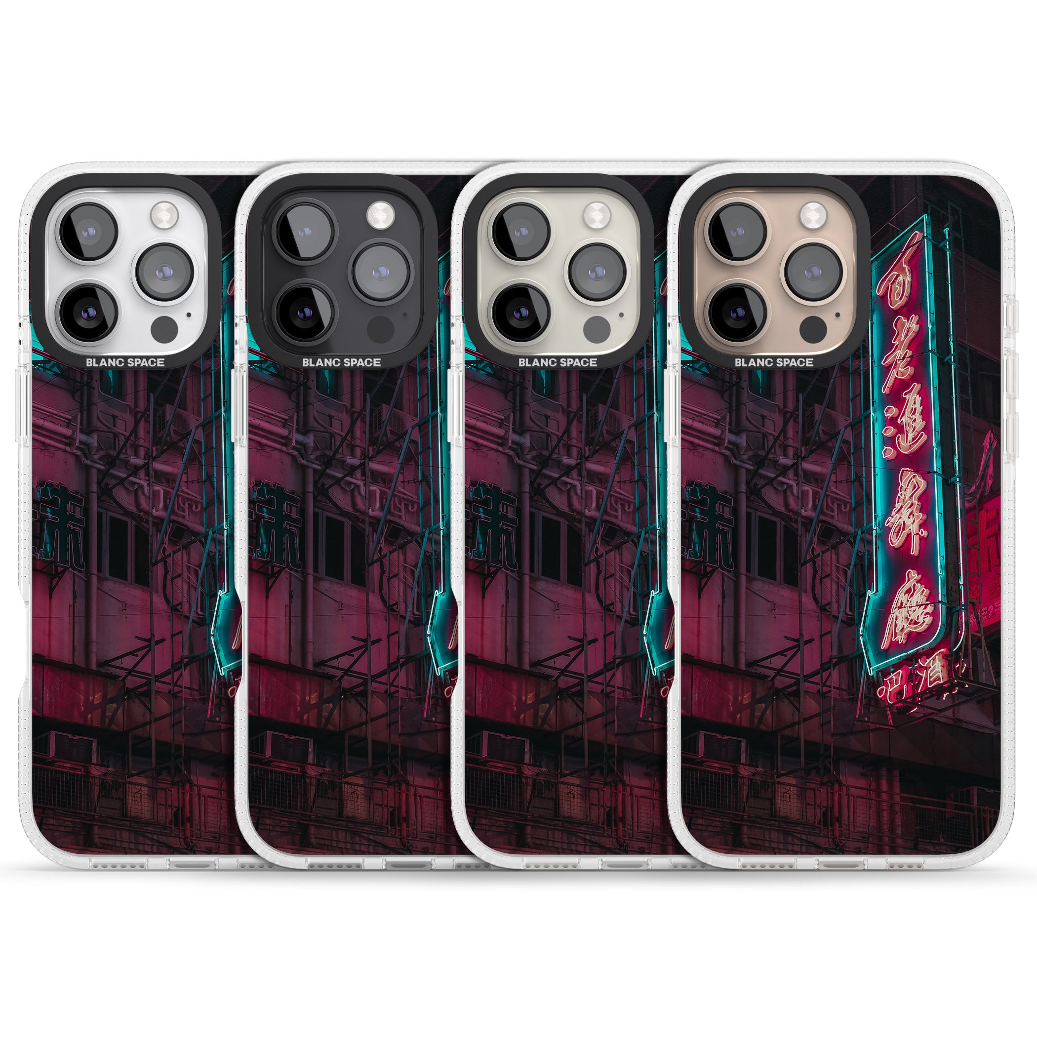Large Kanji Sign - Neon Cities Photographs iPhone 16 Pro Max / 16 Pro Clear Case Impact Air - Blanc Space
