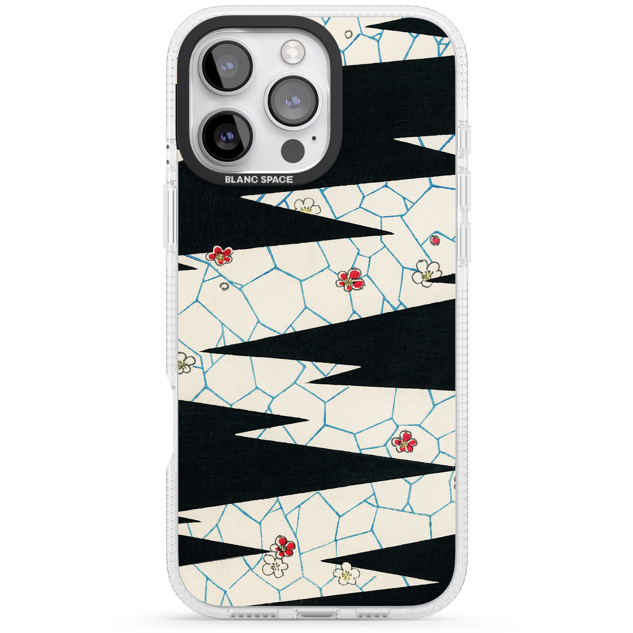 Japanese Flowers by Bijutsu Sekai iPhone 16 Pro Max / 16 Pro Clear Case Impact Air - Blanc Space