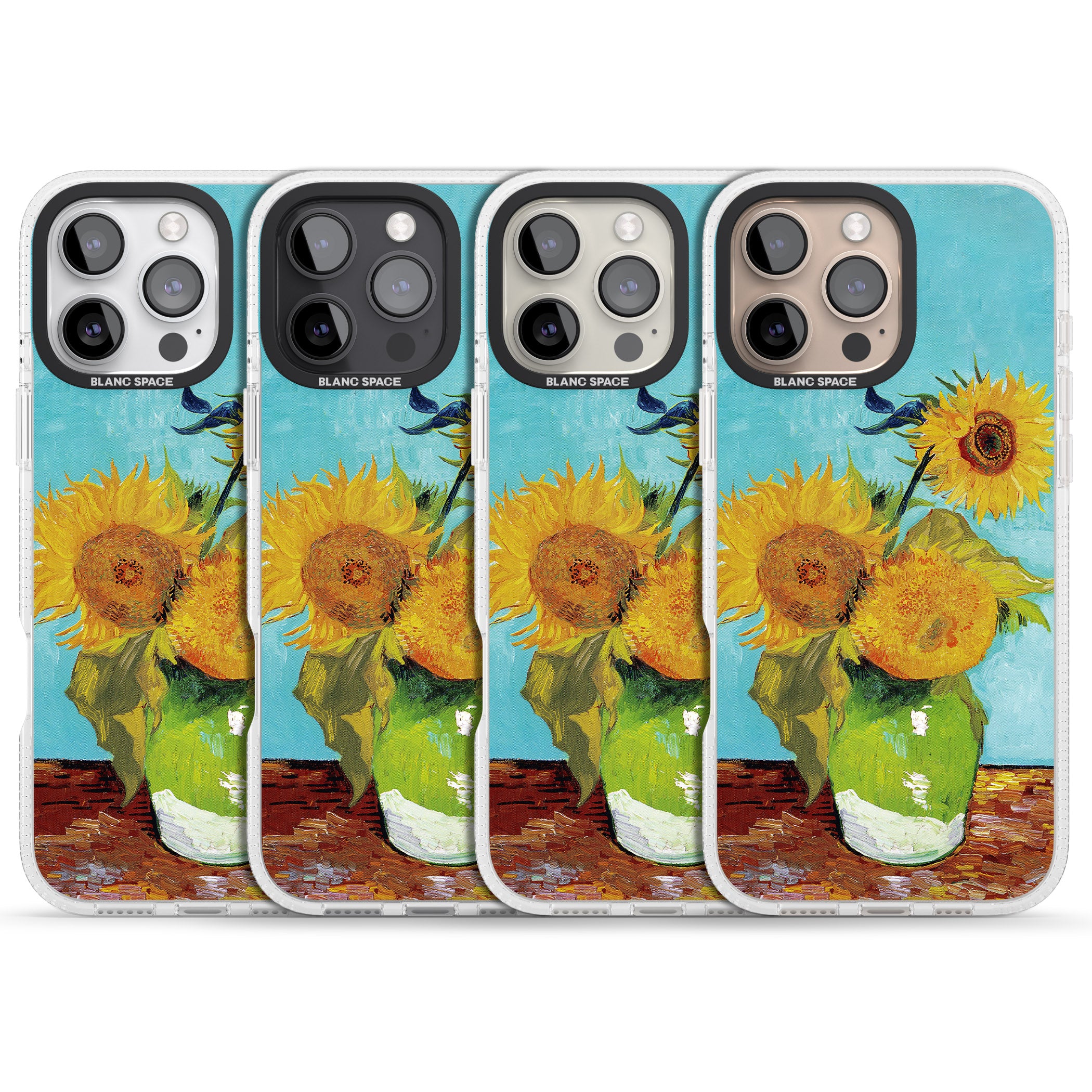 Vase with Three Sunflowers iPhone 16 Pro Max / 16 Pro Clear Case Impact Air - Blanc Space