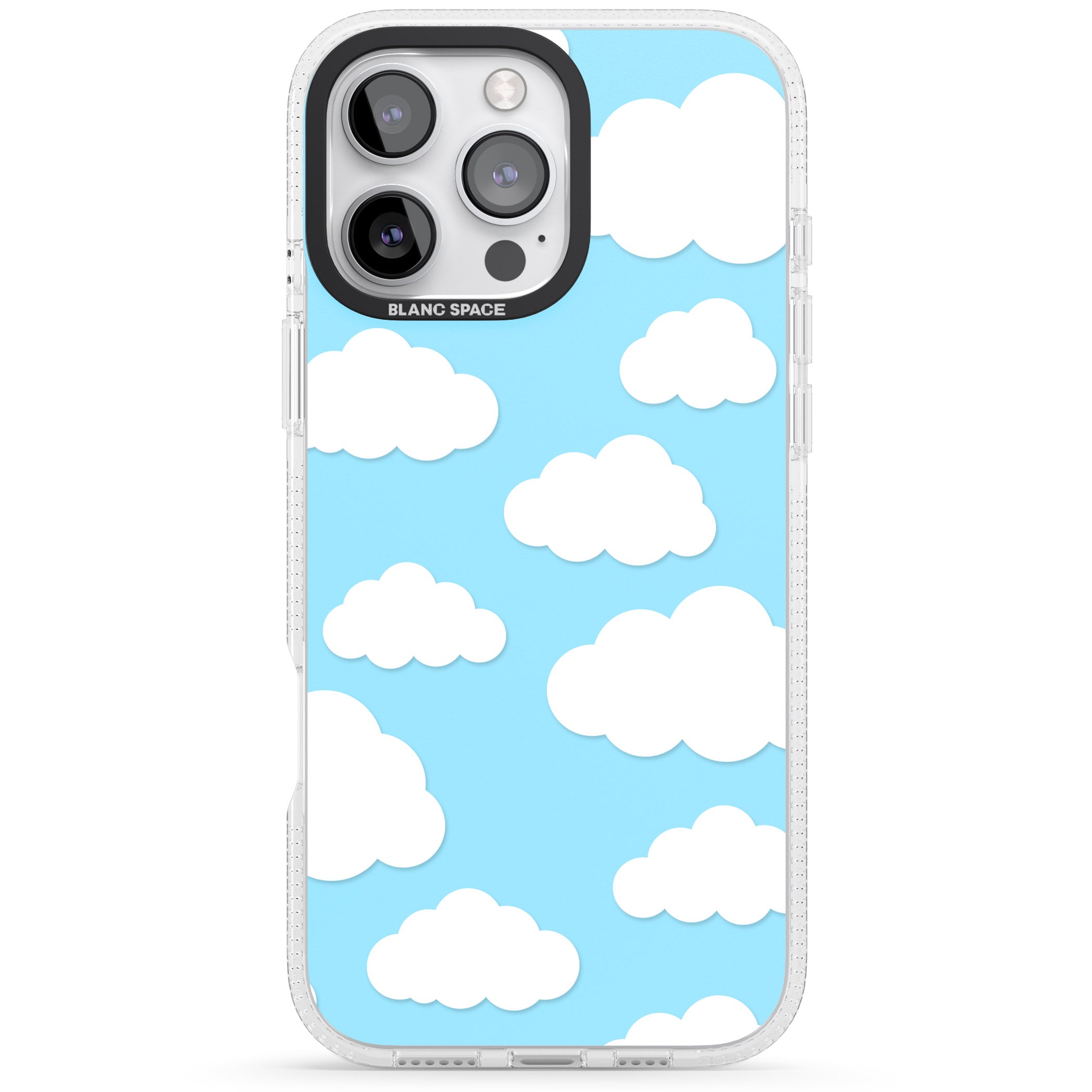 Blue Sky & Clouds Pattern iPhone 16 Pro Max / 16 Pro Clear Case Impact Air - Blanc Space