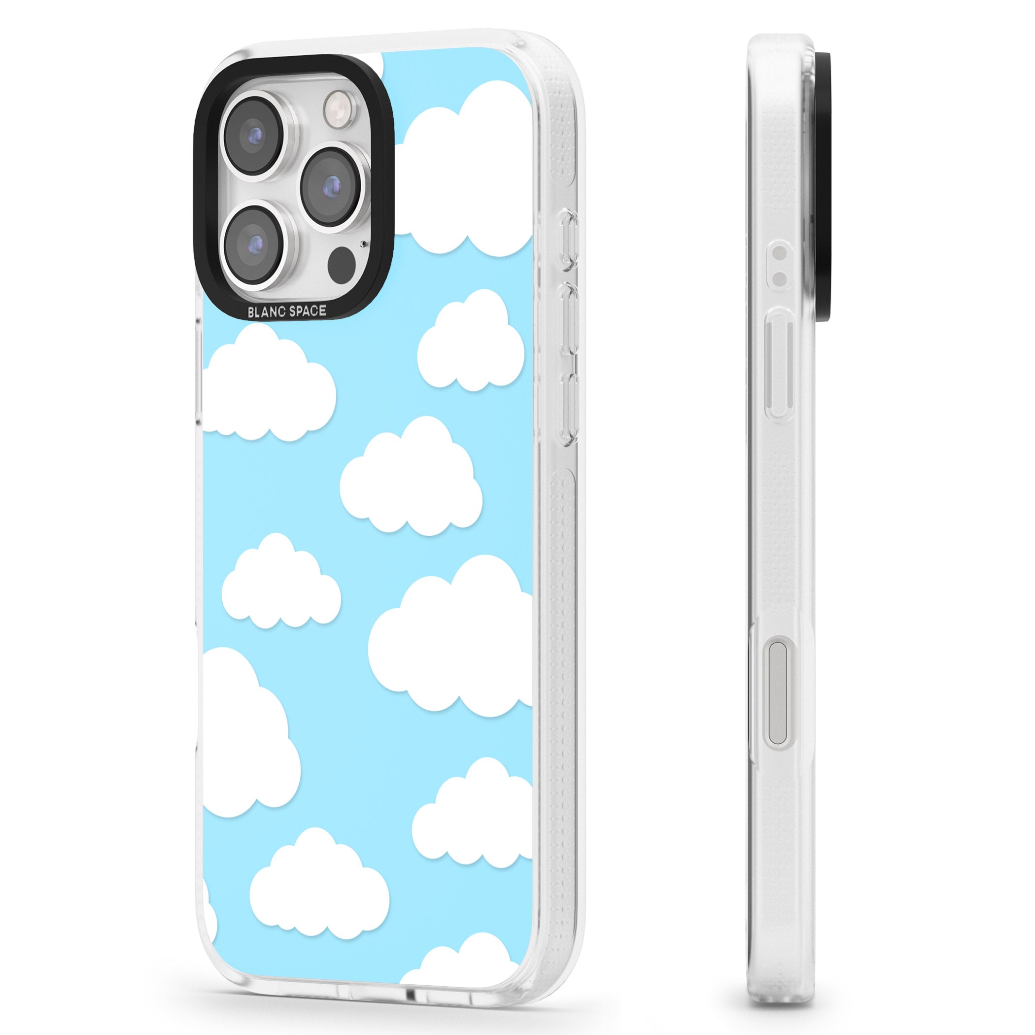 Blue Sky & Clouds Pattern iPhone 16 Pro Max / 16 Pro Clear Case Impact Air - Blanc Space