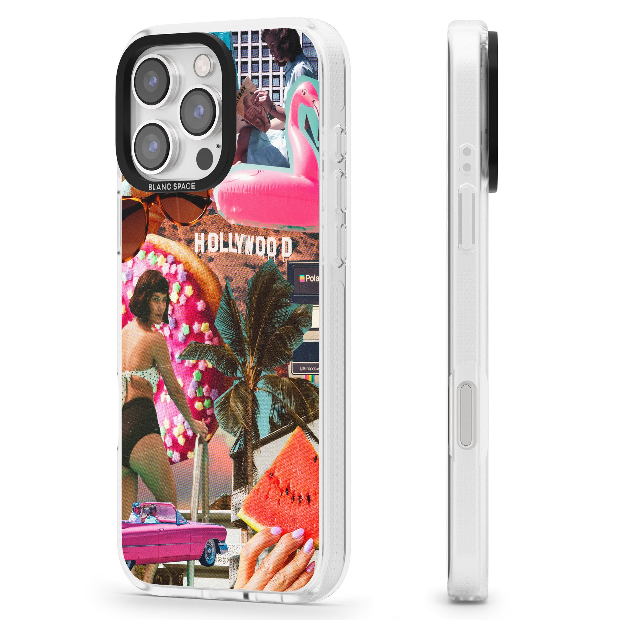 Vintage Collage: Hollywood Mix iPhone 16 Pro Max / 16 Pro Clear Case Impact Air - Blanc Space