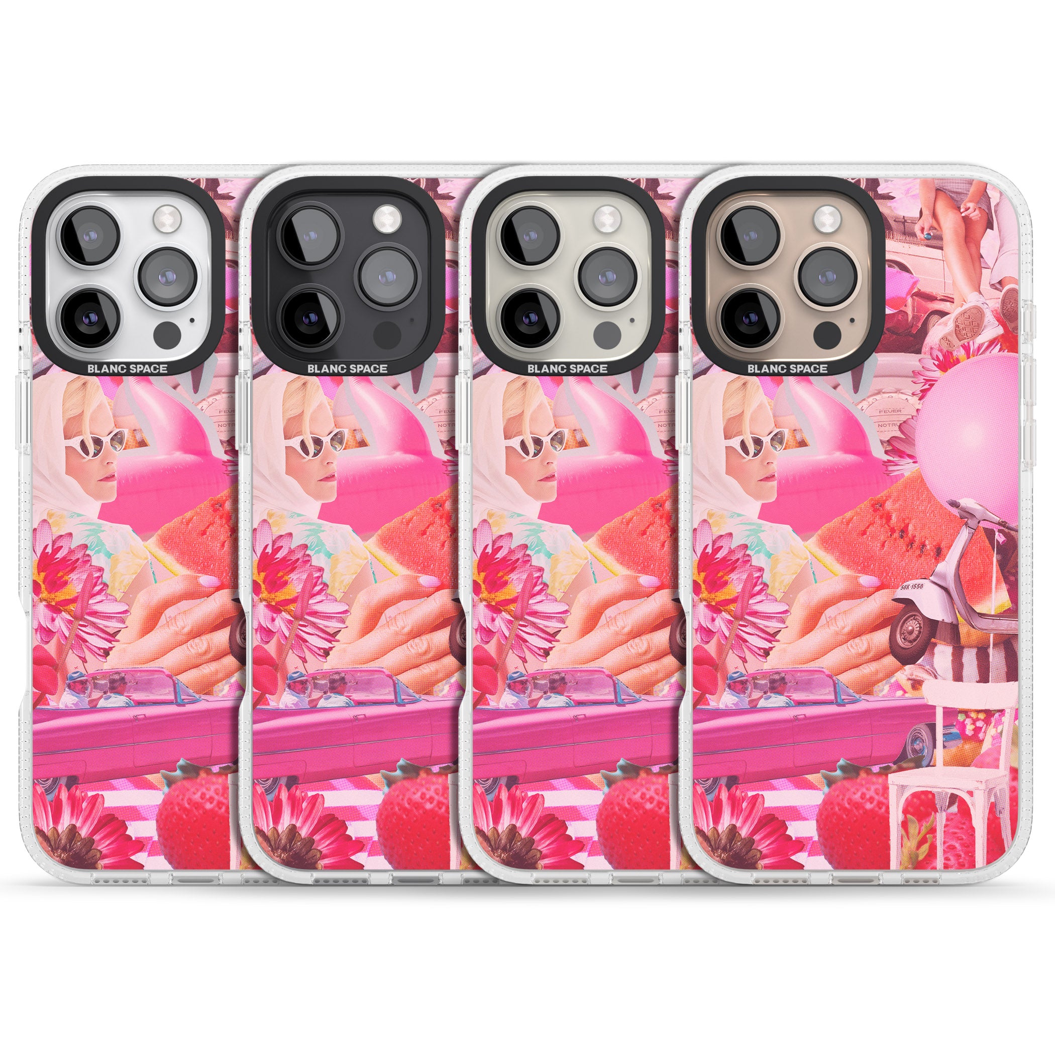 Vintage Collage: Pink Glamour iPhone 16 Pro Max / 16 Pro Clear Case Impact Air - Blanc Space