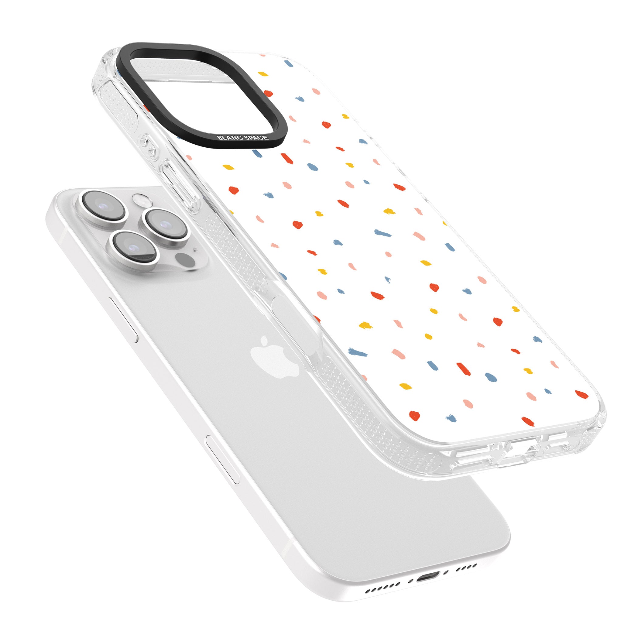 Confetti Print on Solid White iPhone 16 Pro Max / 16 Pro Clear Case Impact Air - Blanc Space