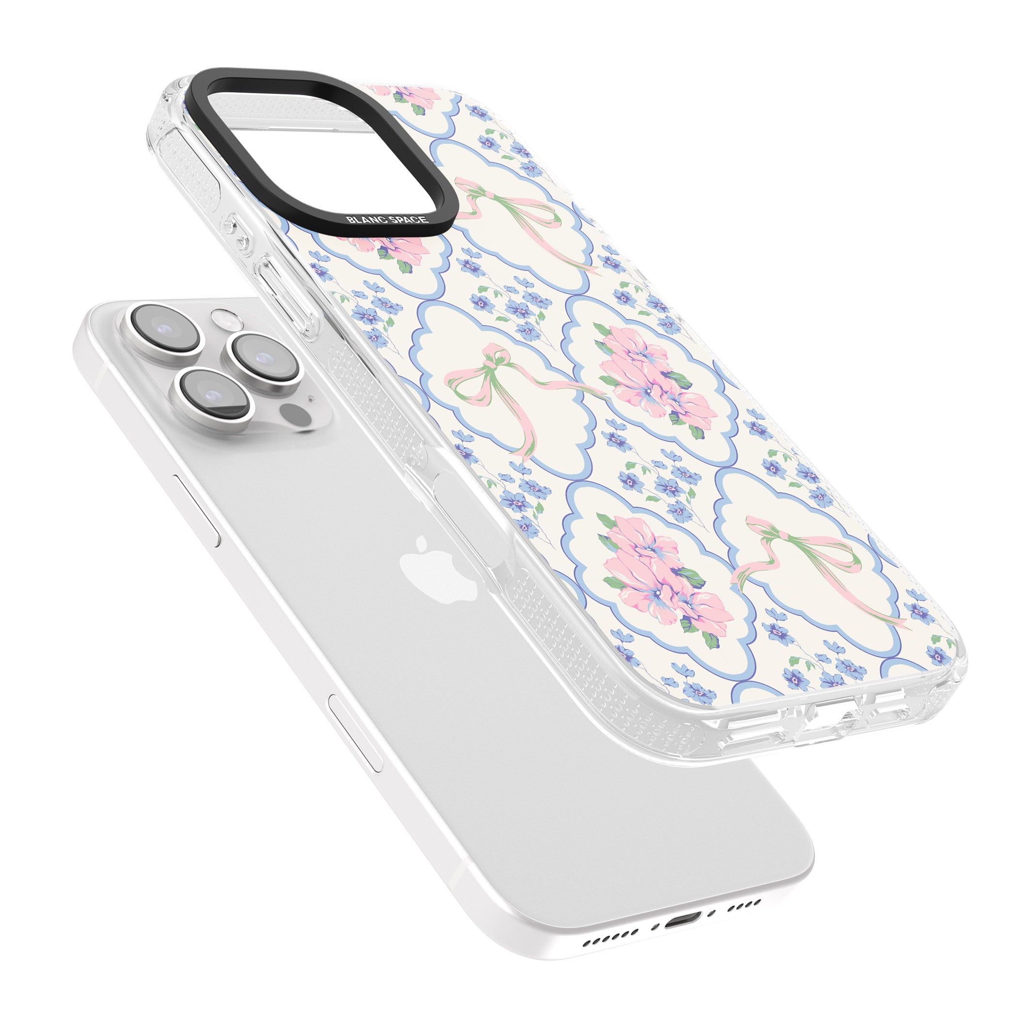 Coquette Flowers & Bows iPhone 16 Pro Max / 16 Pro Clear Case Impact Air - Blanc Space