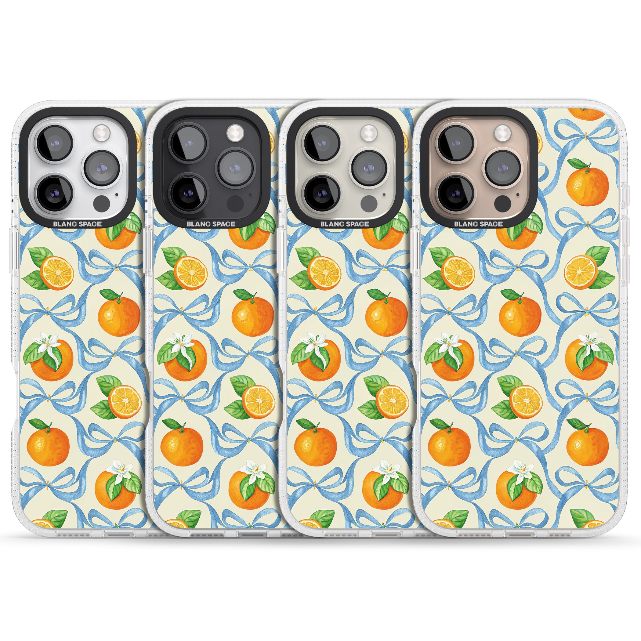 Bows & Clementines iPhone 16 Pro Max / 16 Pro Clear Case Impact Air - Blanc Space