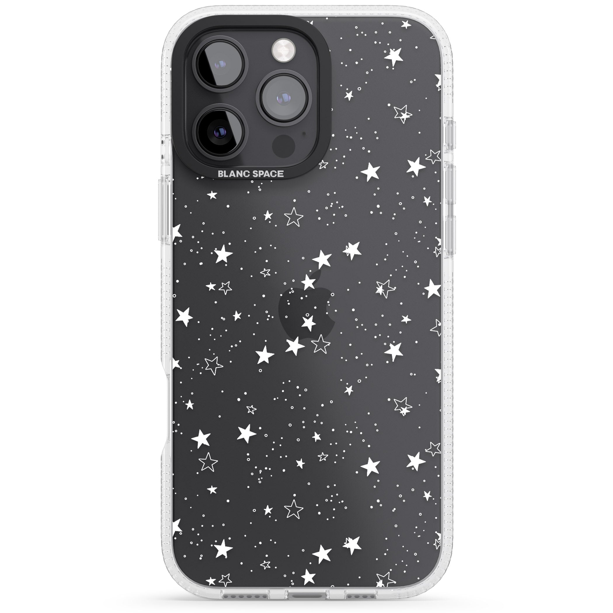White Stars on Clear iPhone 16 Pro Max / 16 Pro Clear Case Impact Air - Blanc Space