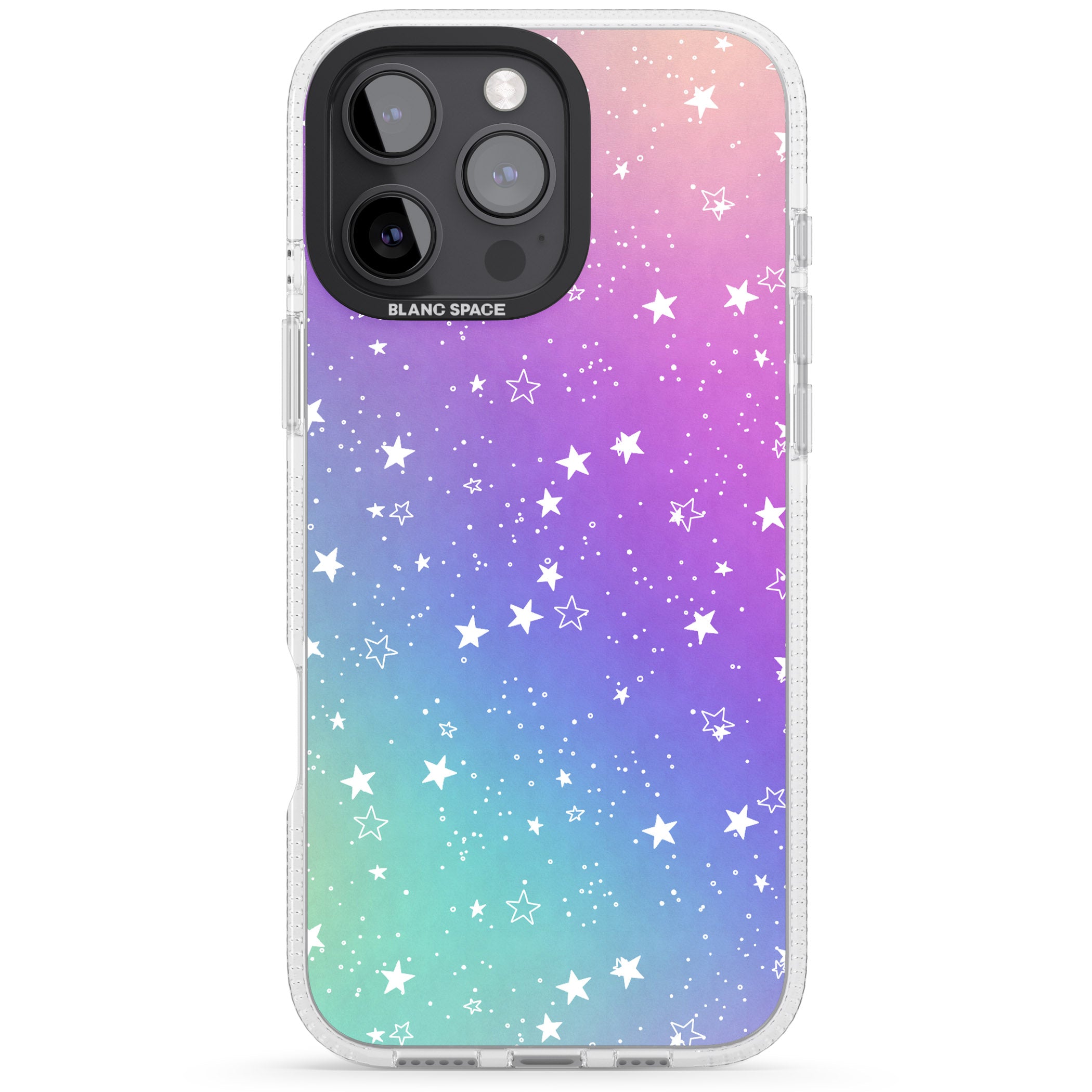 White Stars on Pastels iPhone 16 Pro Max / 16 Pro Clear Case Impact Air - Blanc Space