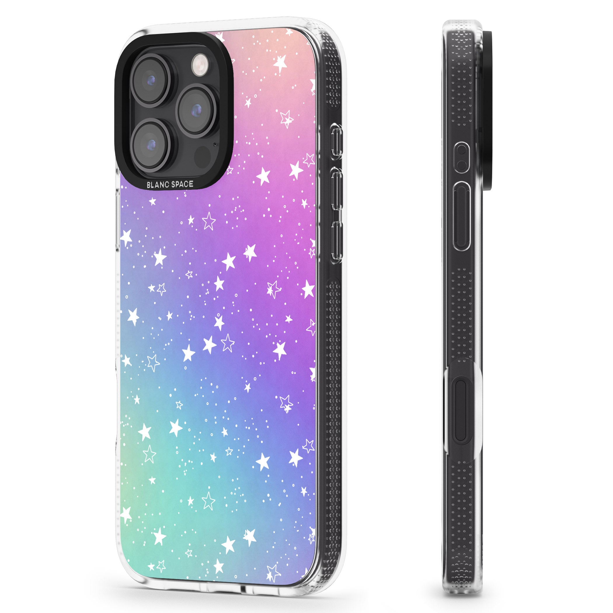 White Stars on Pastels iPhone 16 Pro Max / 16 Pro Clear Case Impact Air - Blanc Space