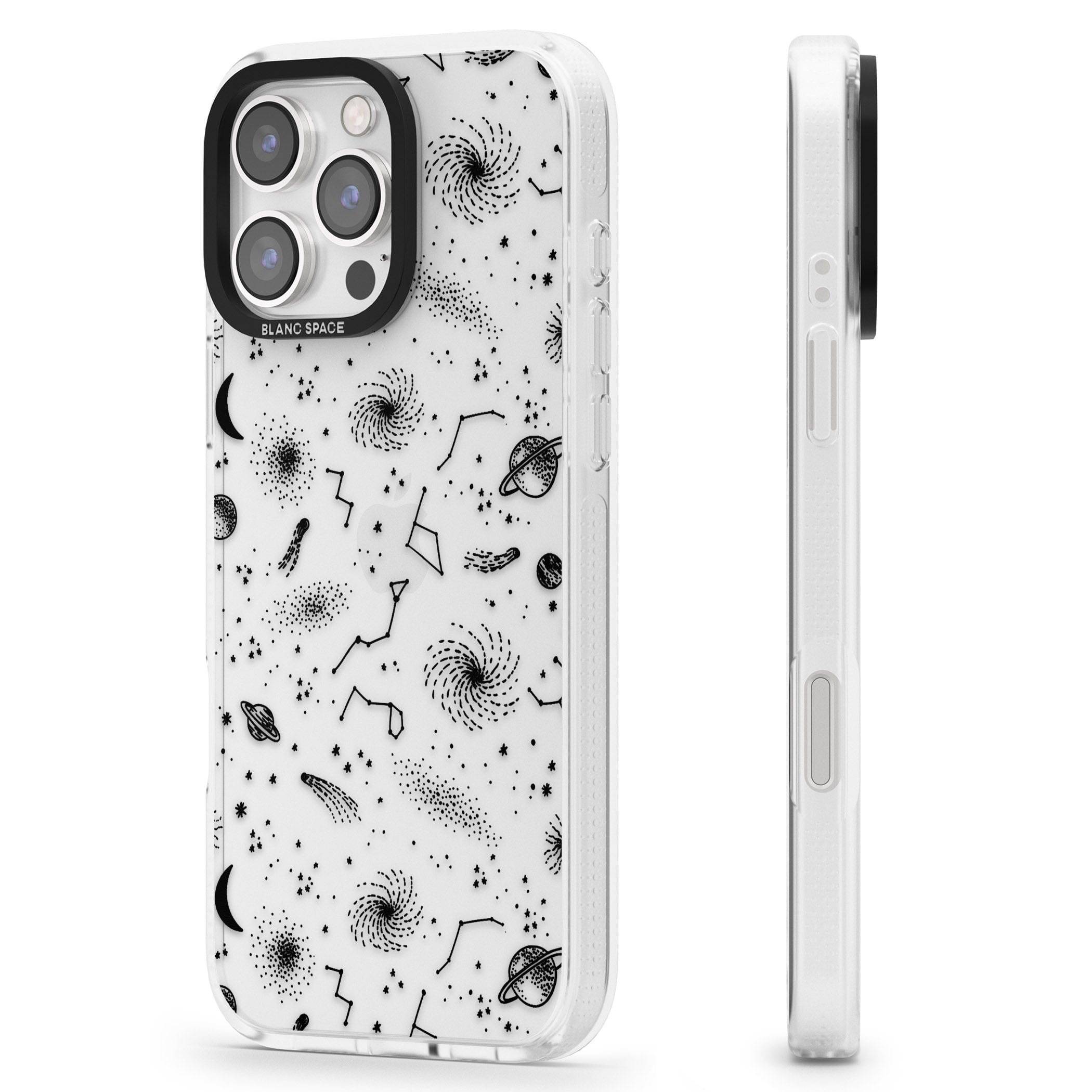 Mixed Galaxy Pattern iPhone 16 Pro Max / 16 Pro Clear Case Impact Air - Blanc Space