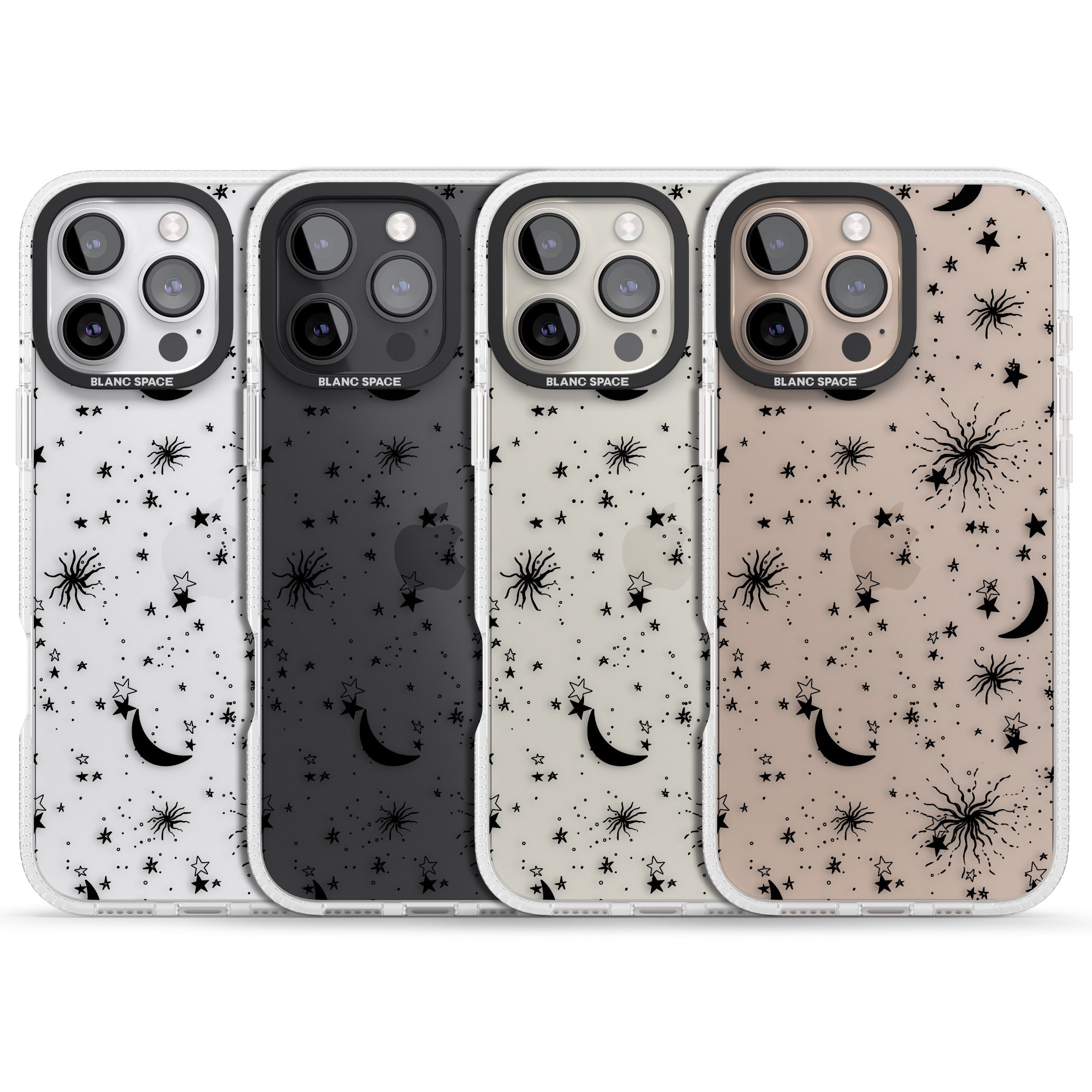 Moons & Stars iPhone 16 Pro Max / 16 Pro Clear Case Impact Air - Blanc Space