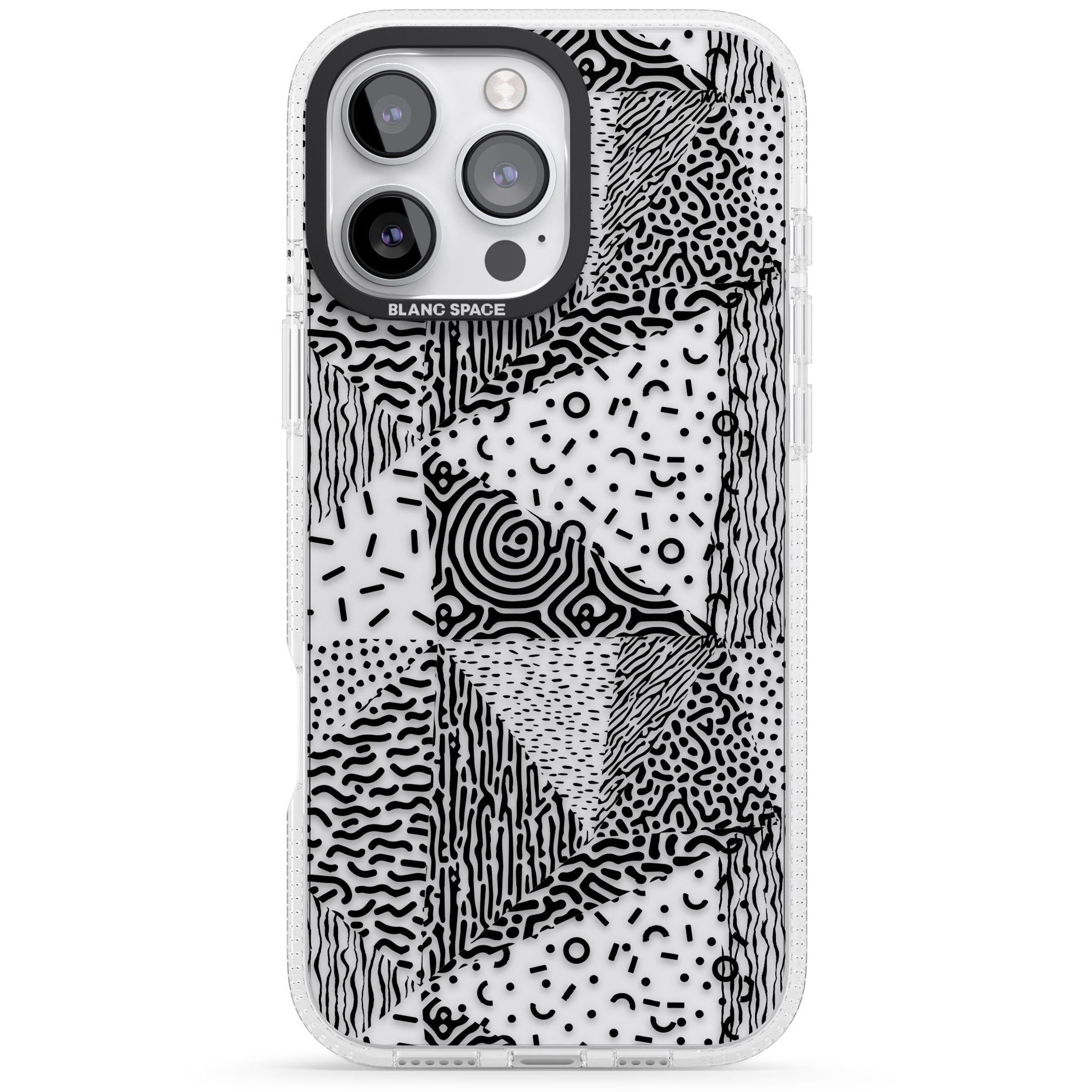 Pattern Mashup (Black) iPhone 16 Pro Max / 16 Pro Clear Case Impact Air - Blanc Space