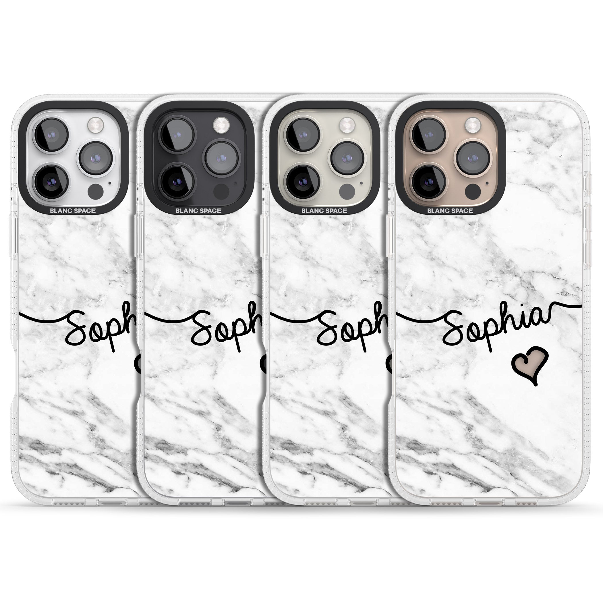 White Marble iPhone 16 Pro Max / 16 Pro Clear Case Impact Air - Blanc Space