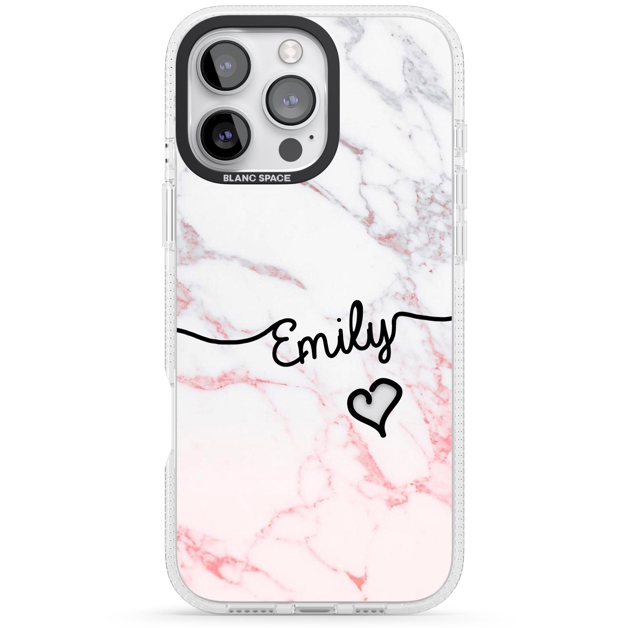 Pink Fade Marble iPhone 16 Pro Max / 16 Pro Clear Case Impact Air - Blanc Space