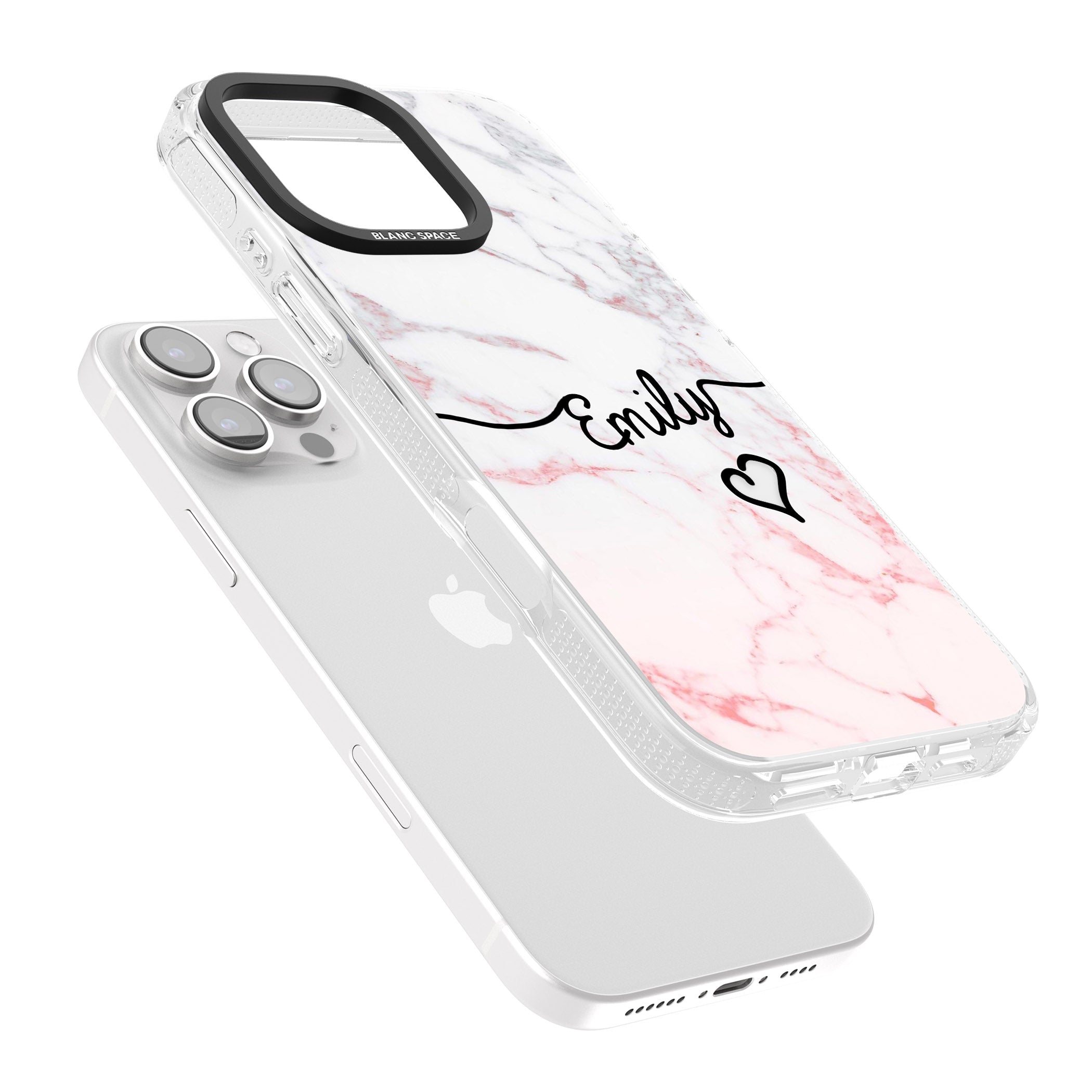 Pink Fade Marble iPhone 16 Pro Max / 16 Pro Clear Case Impact Air - Blanc Space