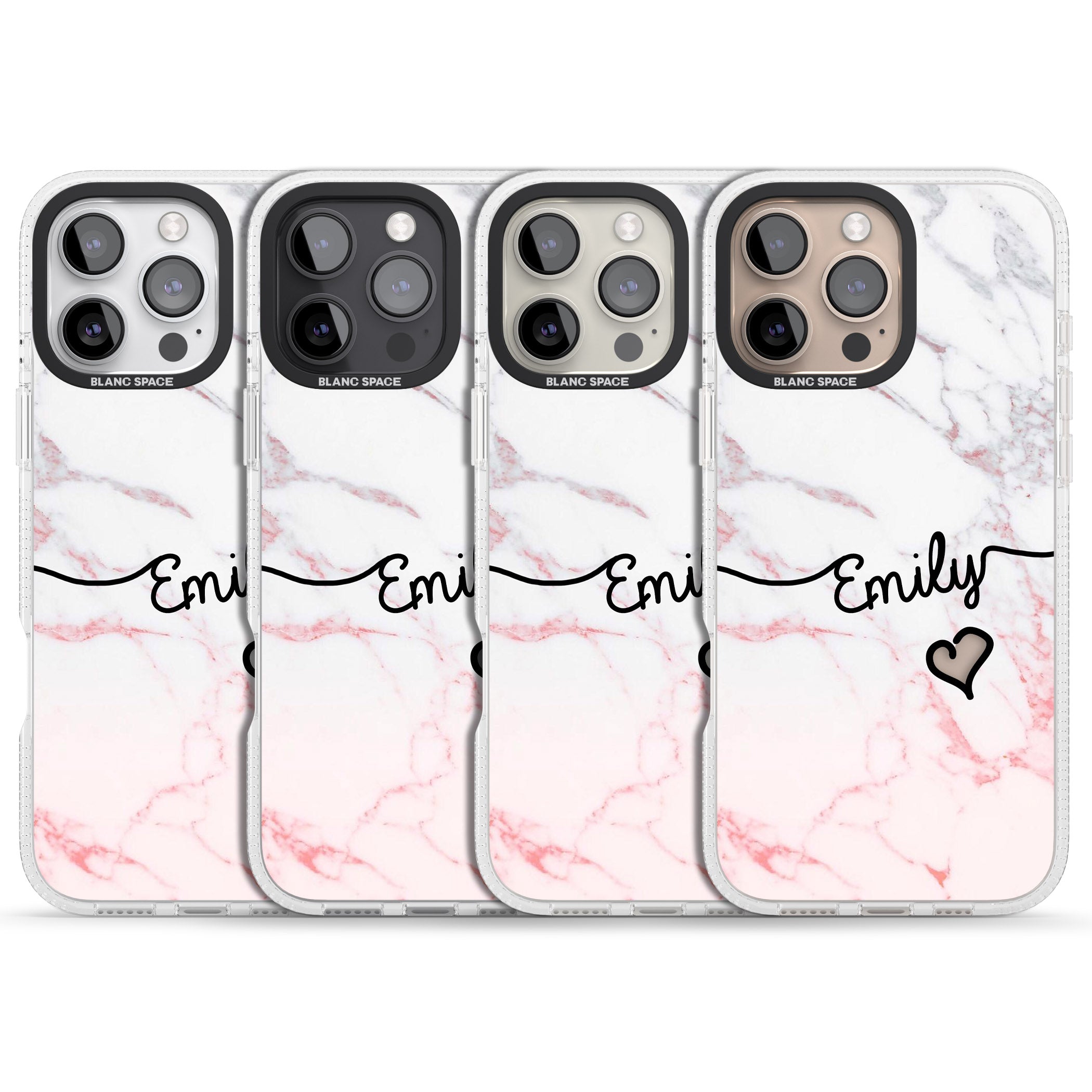 Pink Fade Marble iPhone 16 Pro Max / 16 Pro Clear Case Impact Air - Blanc Space