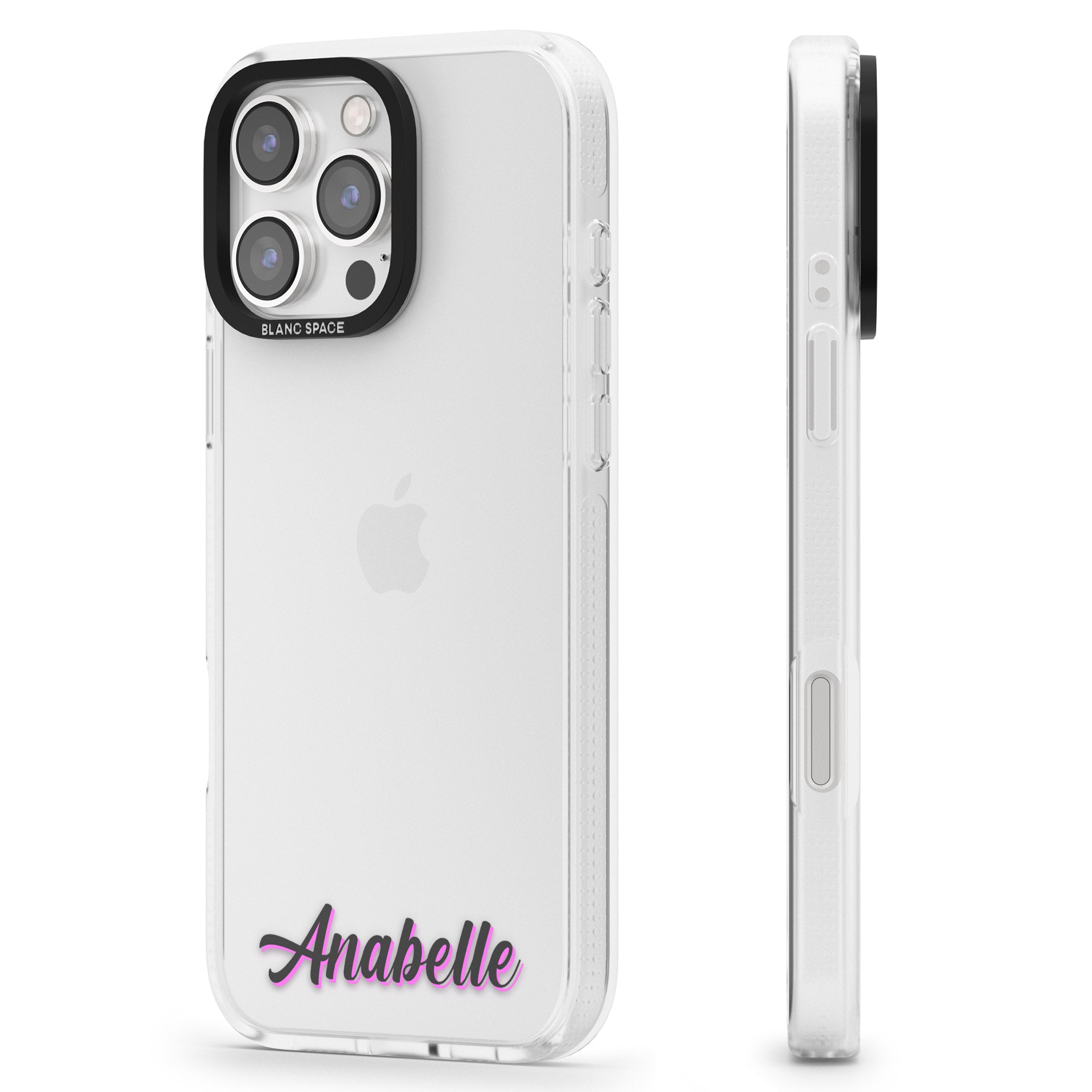 Personalised Clear Text 2B iPhone 16 Pro Max / 16 Pro Clear Case Impact Air - Blanc Space