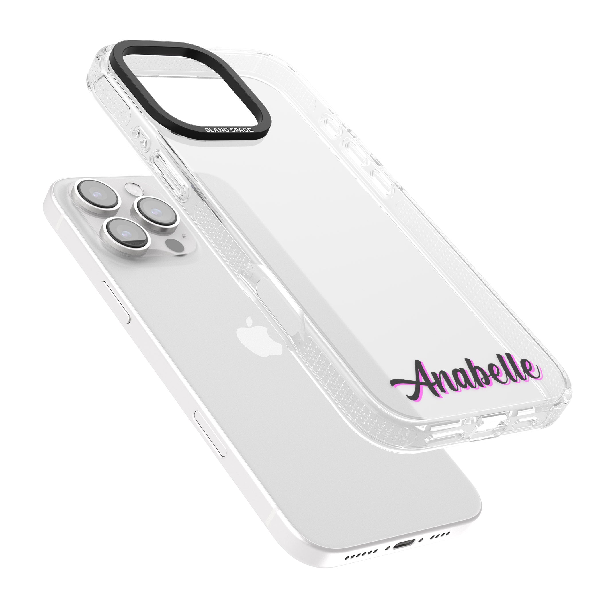 Personalised Clear Text 2B iPhone 16 Pro Max / 16 Pro Clear Case Impact Air - Blanc Space