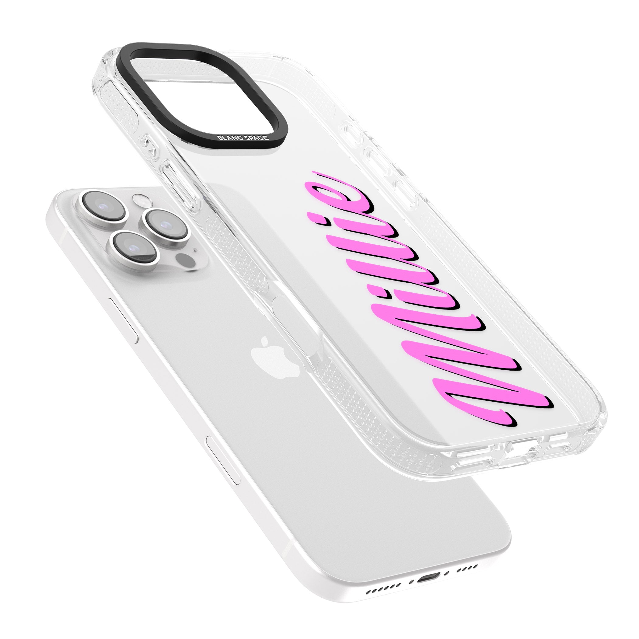 Personalised Clear Text 3C iPhone 16 Pro Max / 16 Pro Clear Case Impact Air - Blanc Space