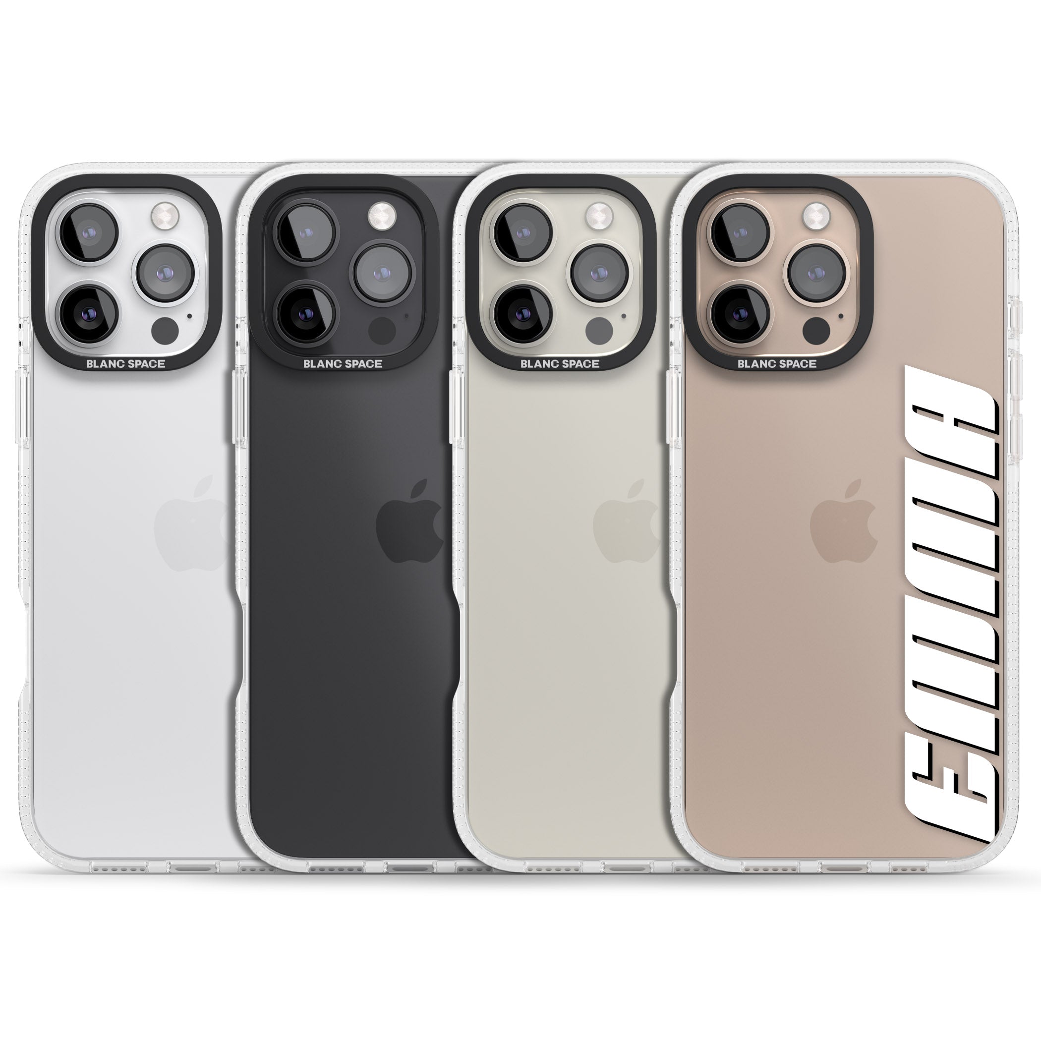 Personalised Clear Text 4B iPhone 16 Pro Max / 16 Pro Clear Case Impact Air - Blanc Space