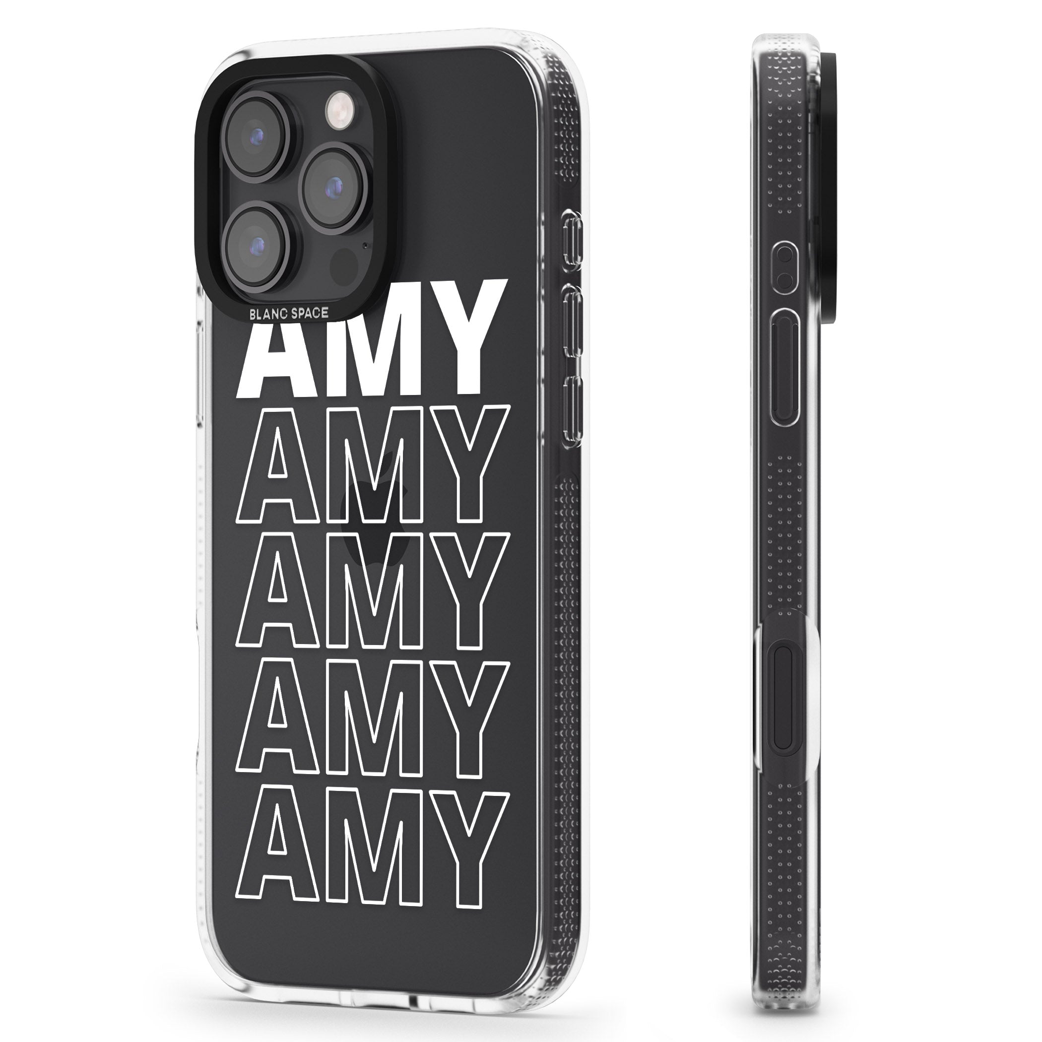 Personalised Clear Text 5C iPhone 16 Pro Max / 16 Pro Clear Case Impact Air - Blanc Space