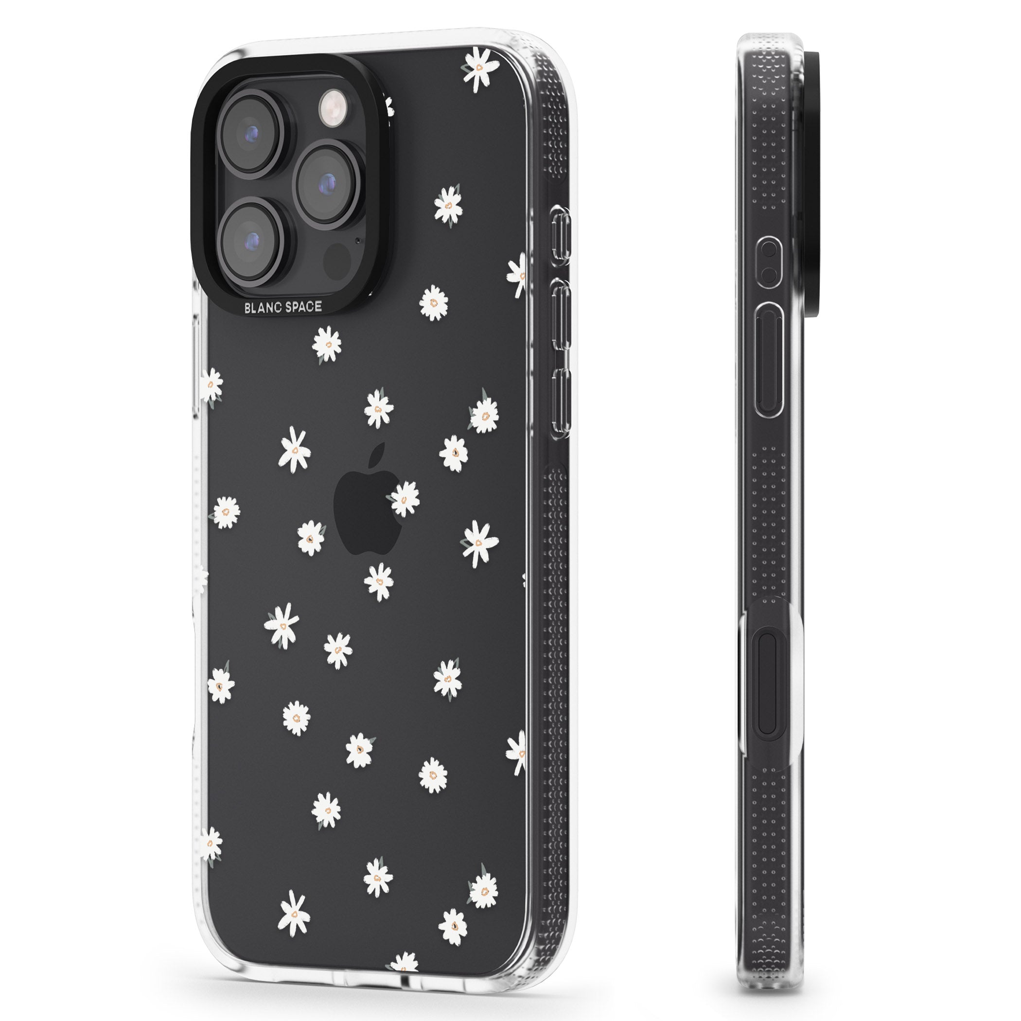 Painted Daises on Transparent iPhone 16 Pro Max / 16 Pro Clear Case Impact Air - Blanc Space