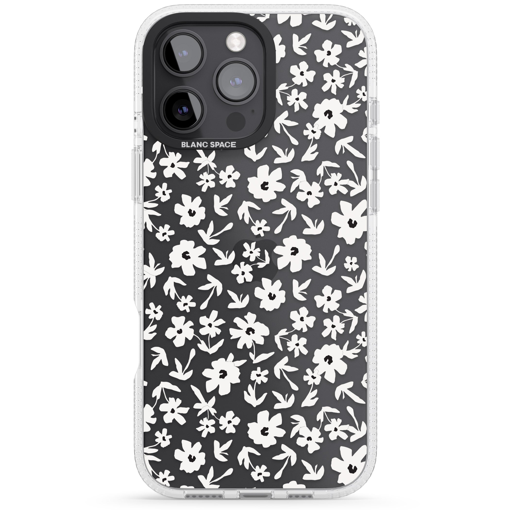Floral Print on Transparent iPhone 16 Pro Max / 16 Pro Clear Case Impact Air - Blanc Space
