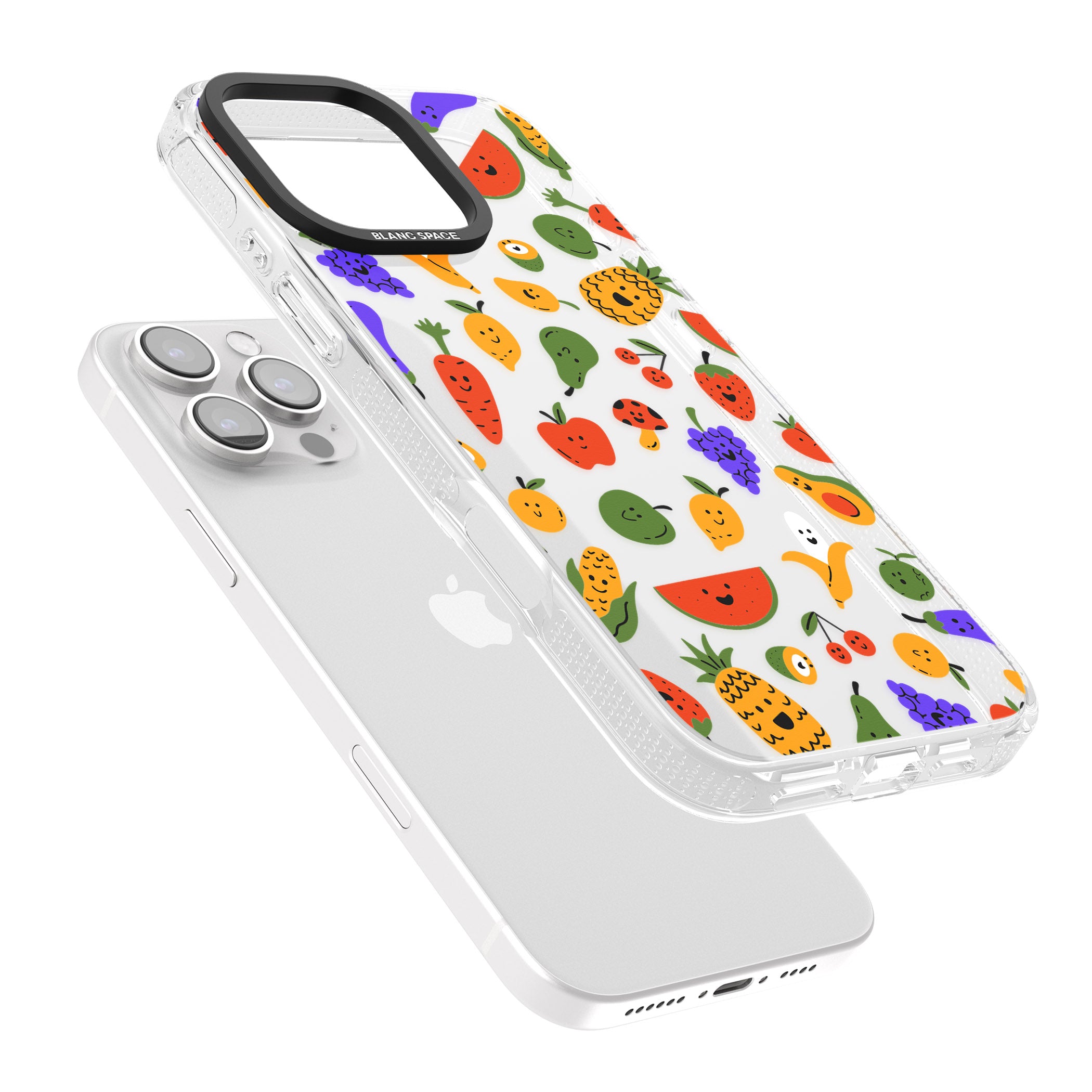 Mixed Kawaii Food Icons - Clear iPhone 16 Pro Max / 16 Pro Clear Case Impact Air - Blanc Space