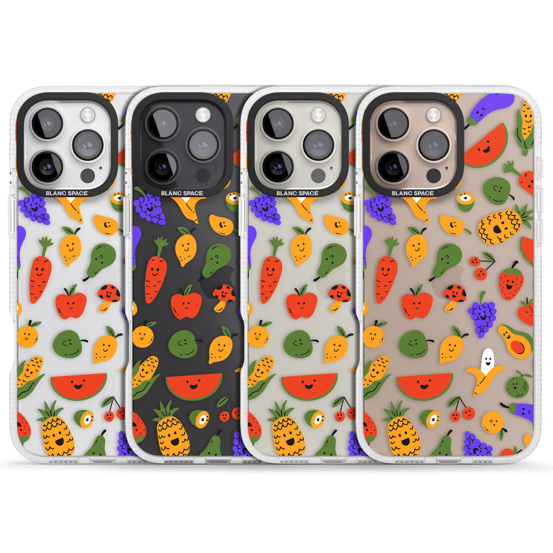 Mixed Kawaii Food Icons - Clear iPhone 16 Pro Max / 16 Pro Clear Case Impact Air - Blanc Space