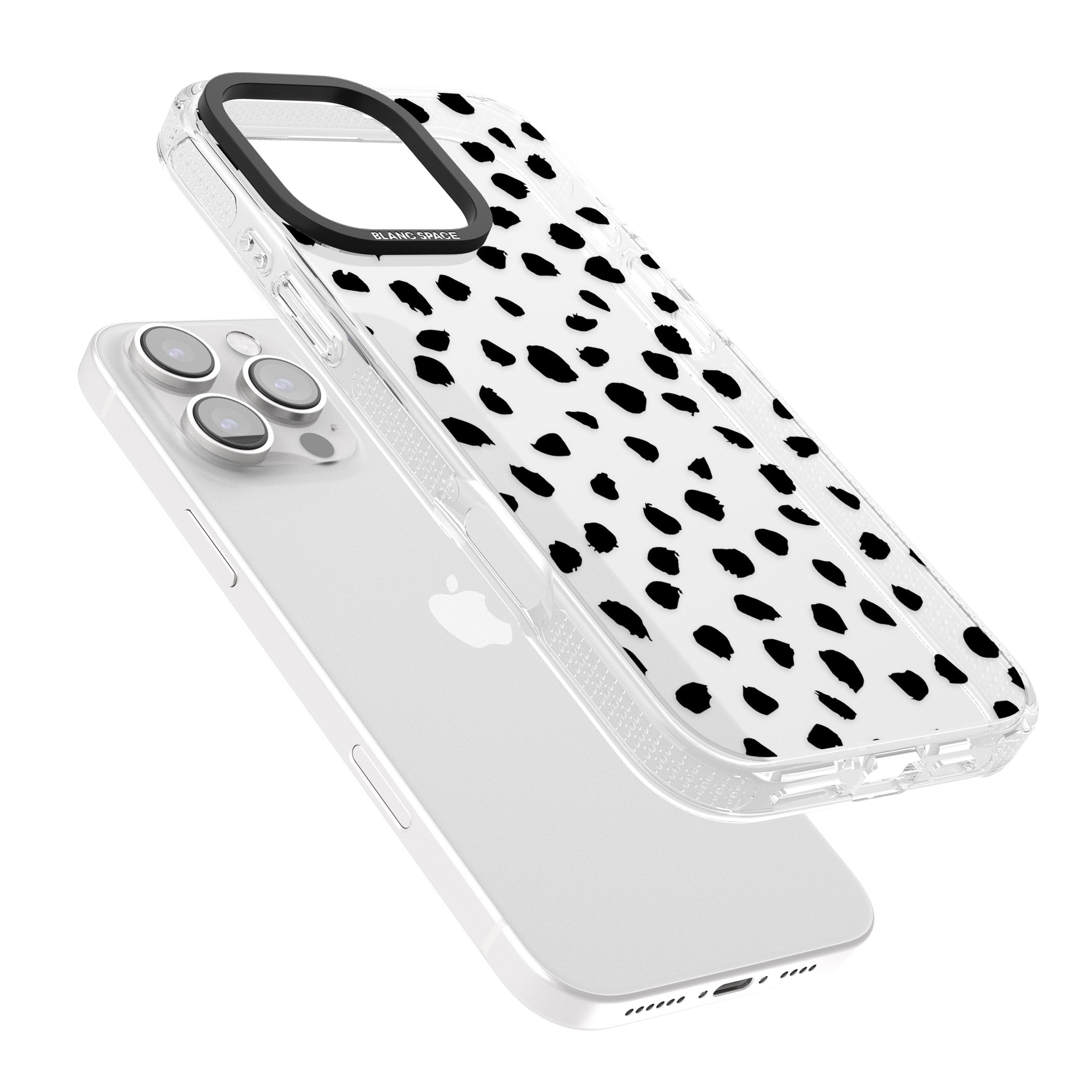 Black on Transparent Dalmatian Polka Dot Spots iPhone 16 Pro Max / 16 Pro Clear Case Impact Air - Blanc Space