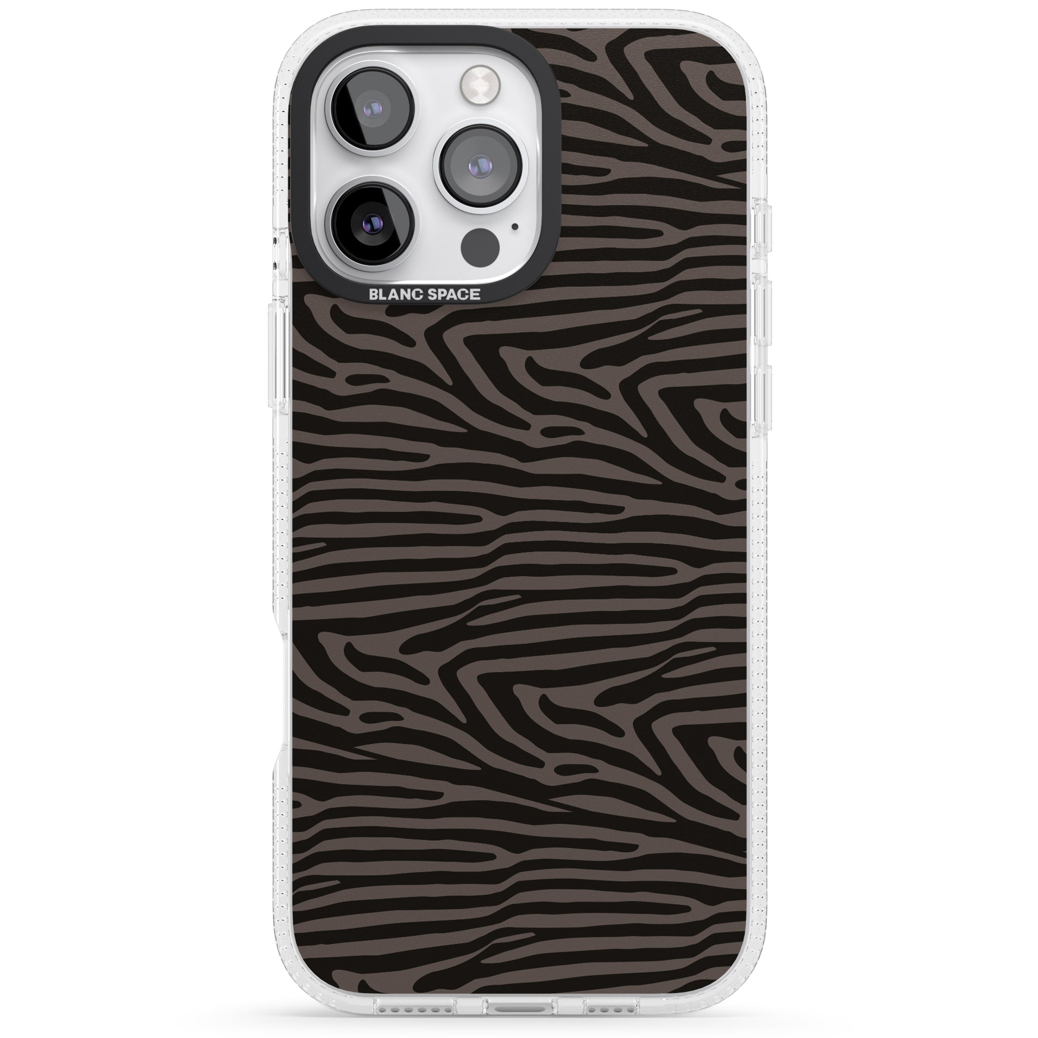 Dark Animal Print Pattern Zebra iPhone 16 Pro Max / 16 Pro Clear Case Impact Air - Blanc Space