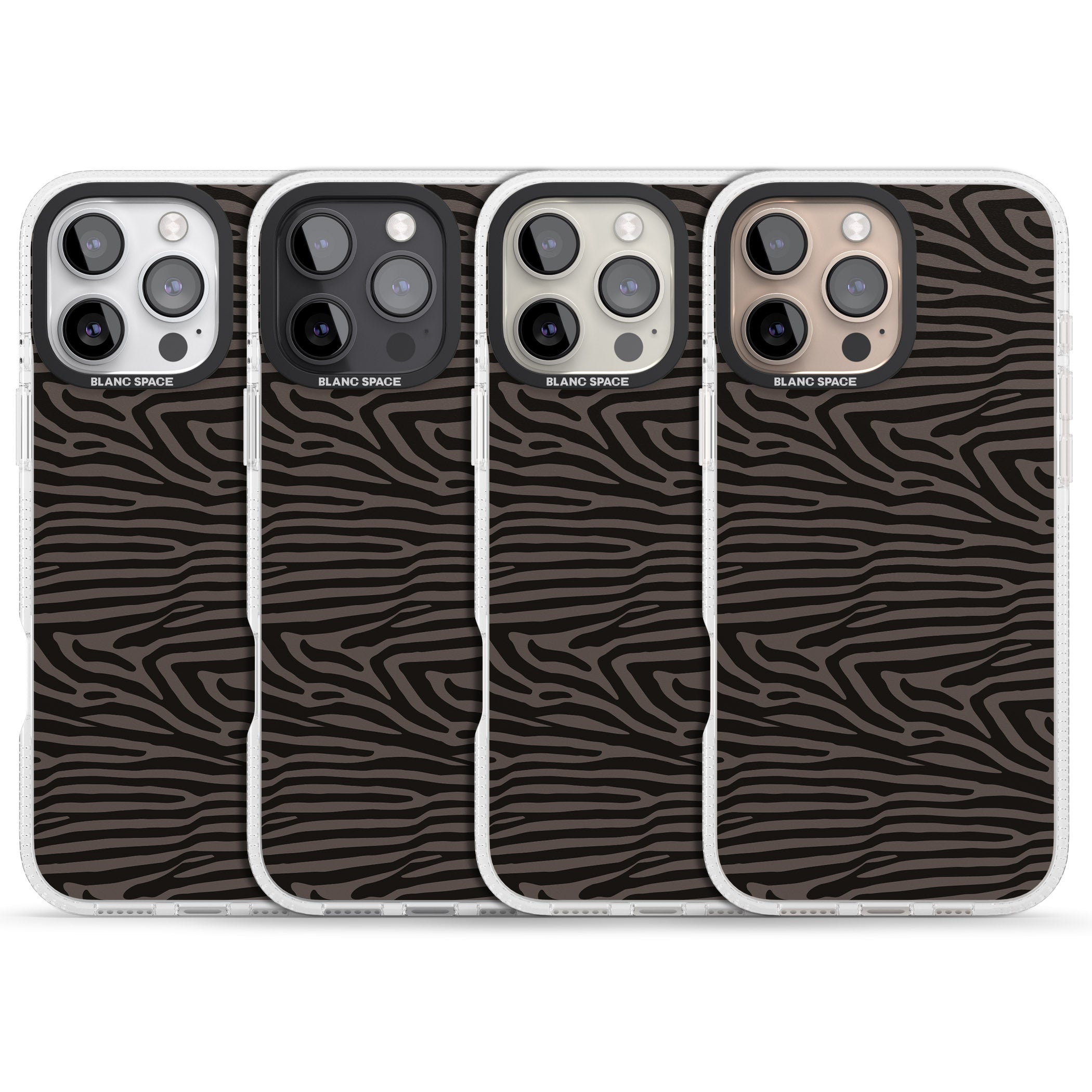 Dark Animal Print Pattern Zebra iPhone 16 Pro Max / 16 Pro Clear Case Impact Air - Blanc Space